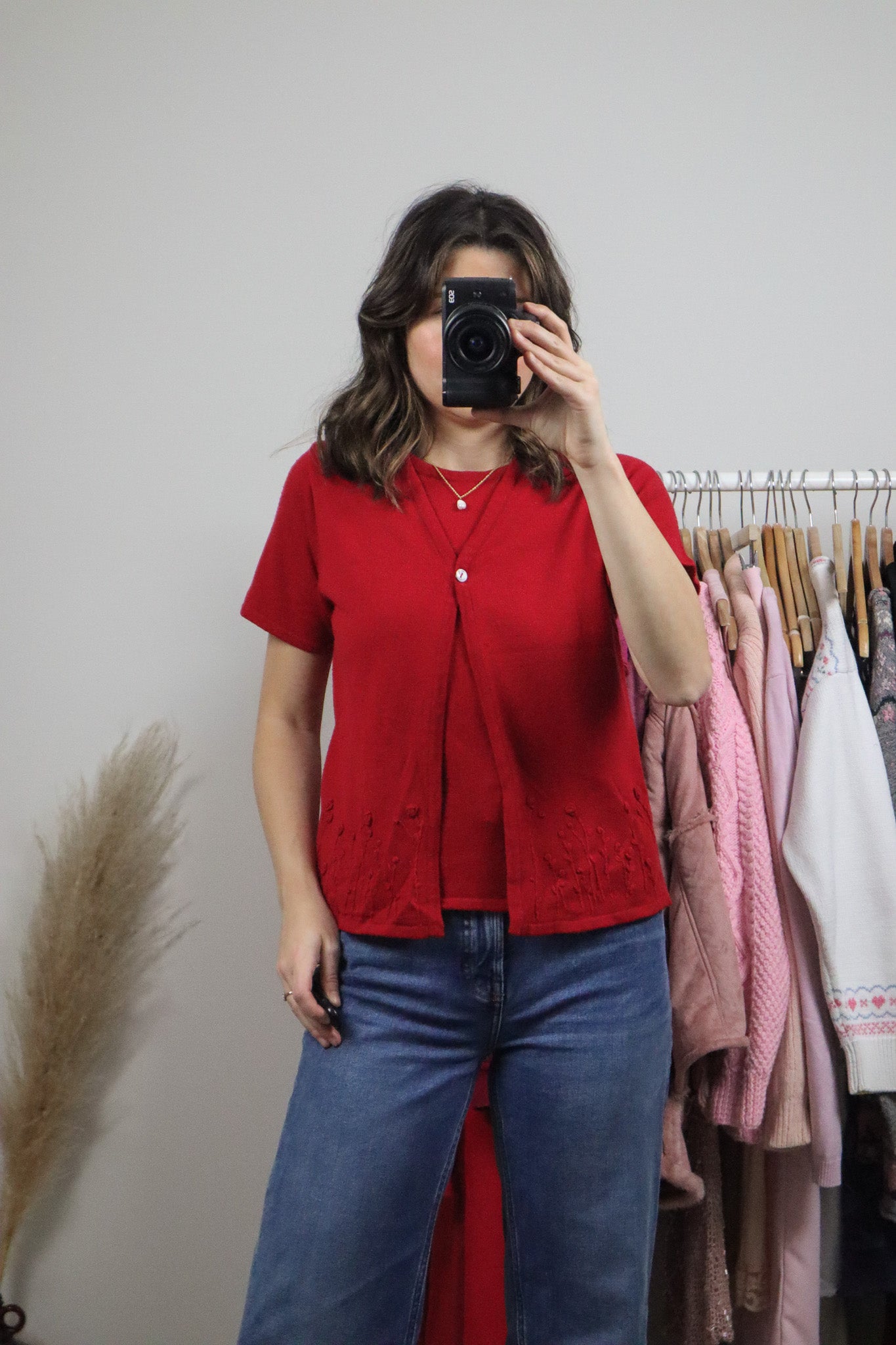 Vintage x Short-Sleeve Embroidered Knit (M)