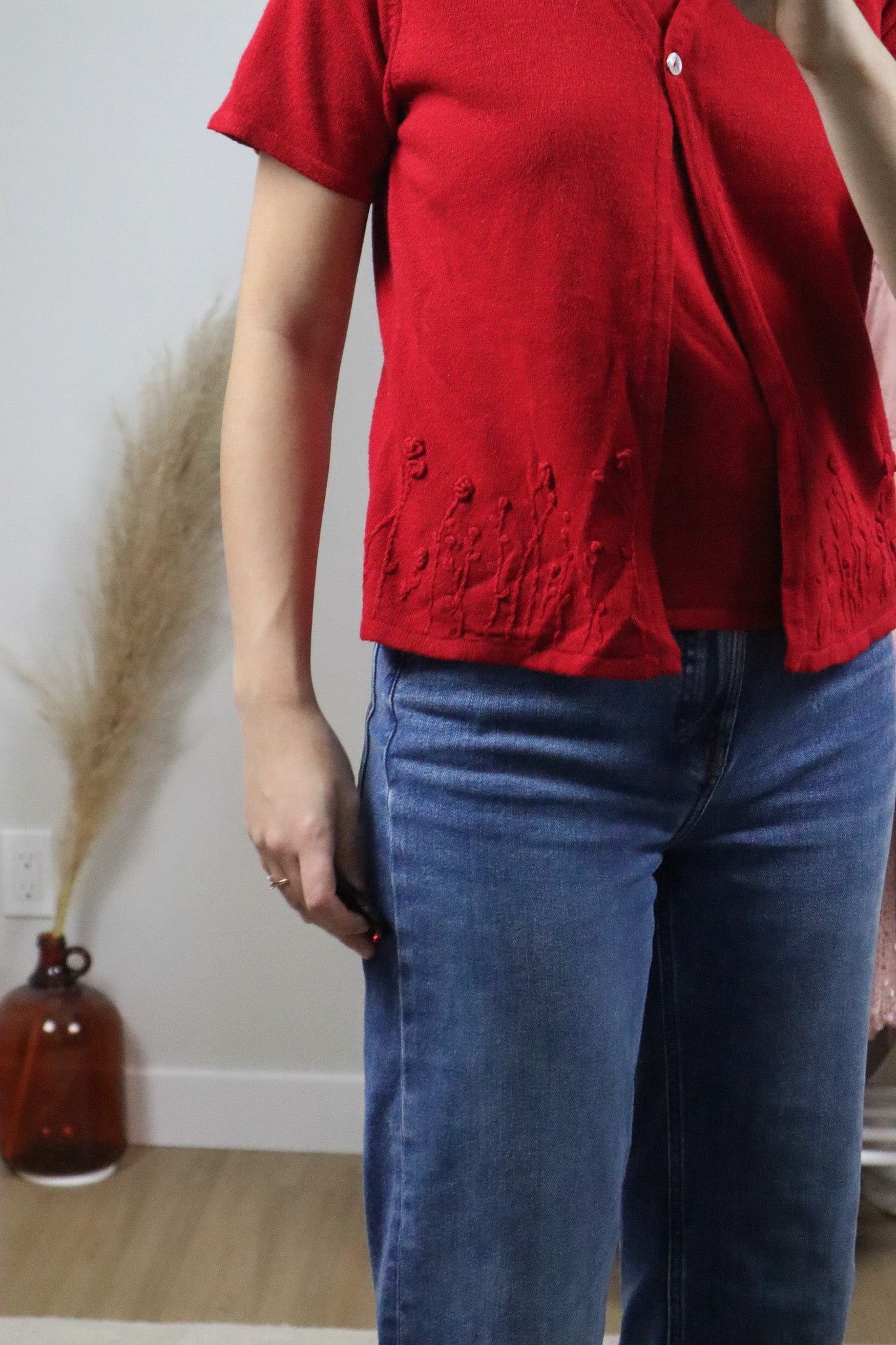 Vintage x Short-Sleeve Embroidered Knit (M)