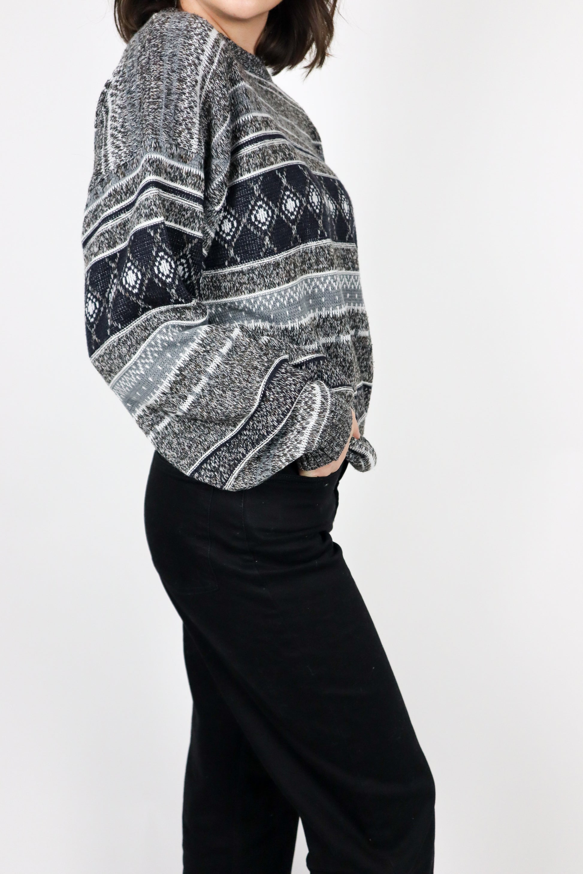 Vintage x Made in Canada x Patterned Knit (S/M)
