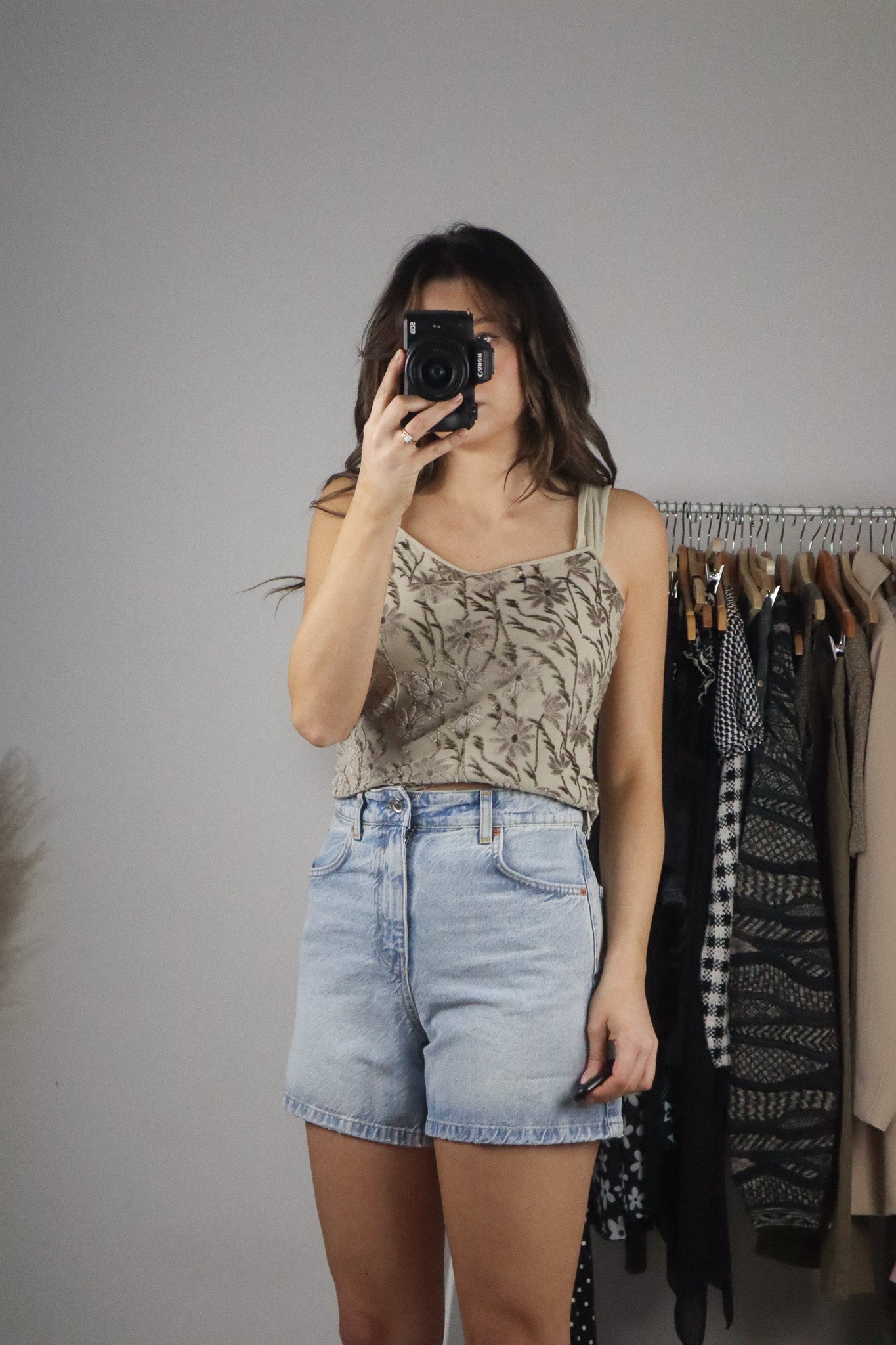 Made in Italy x Vintage x Floral Velvet Tank (M)