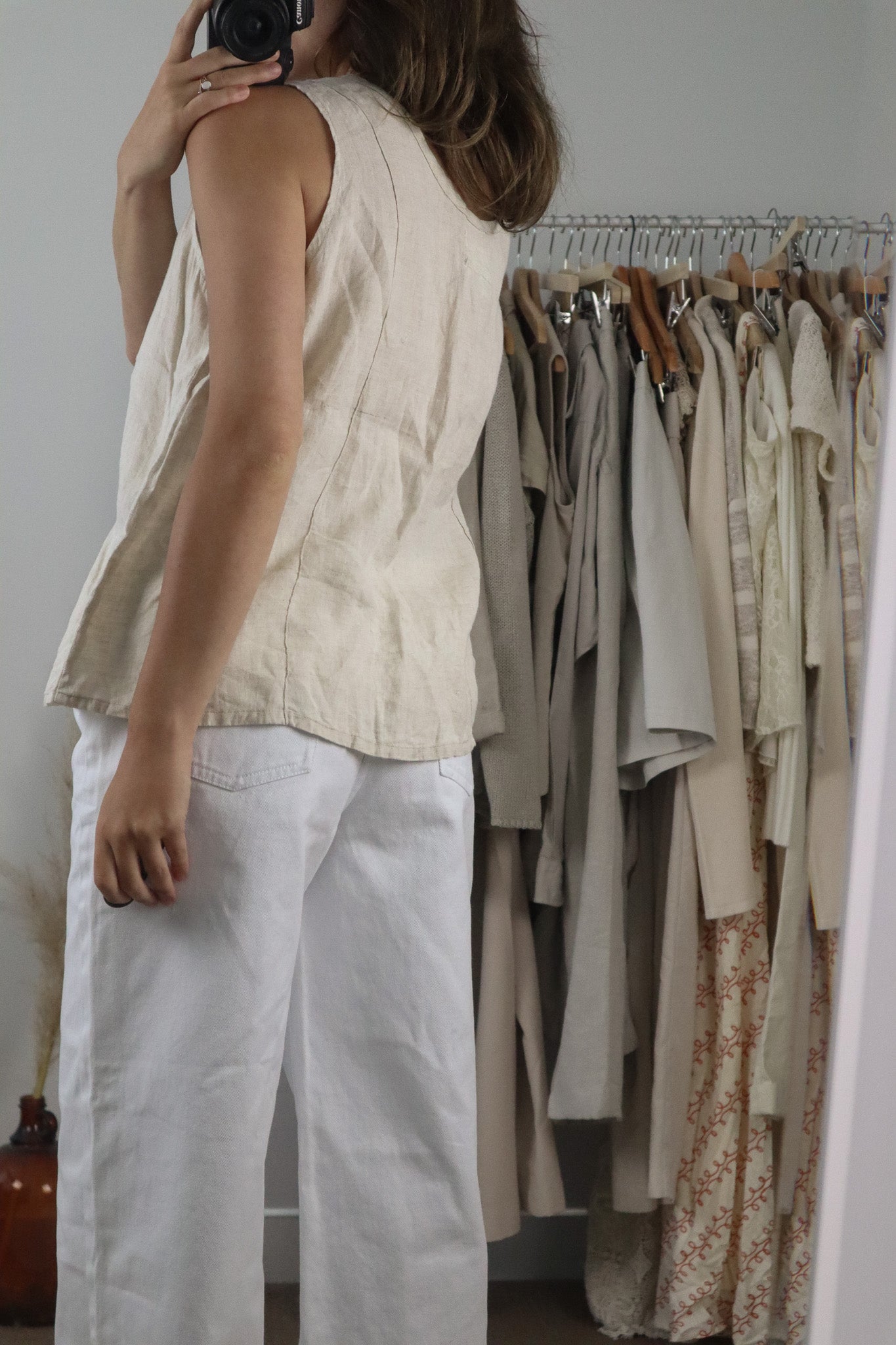 Vintage x Linen Button Tank (L)