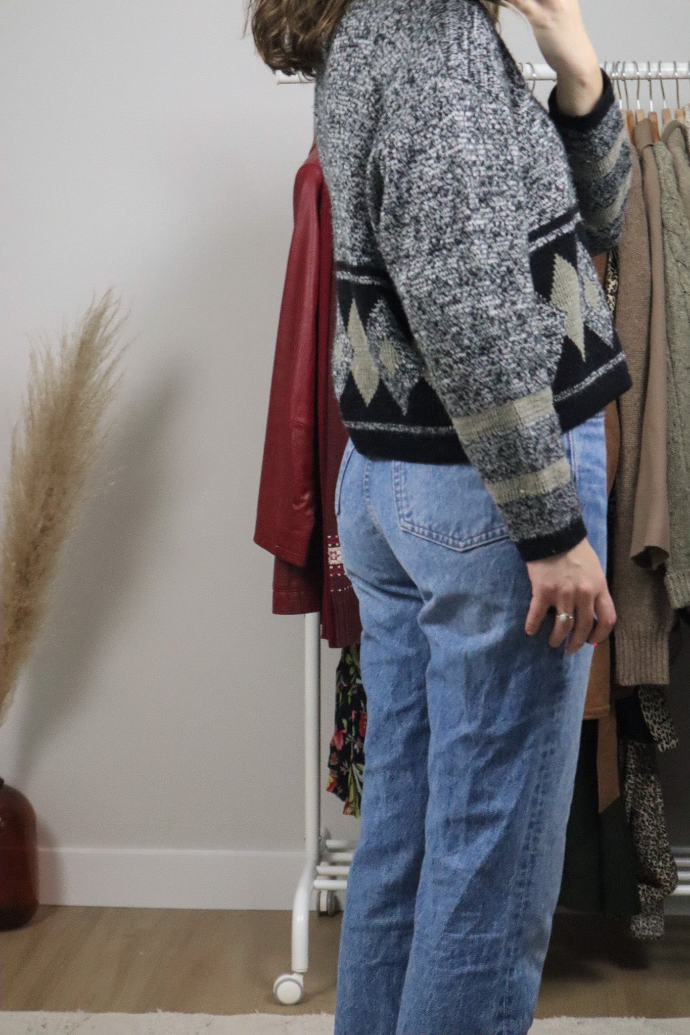 Made in Canada x Vintage x Argyle Collard Knit (S/M)