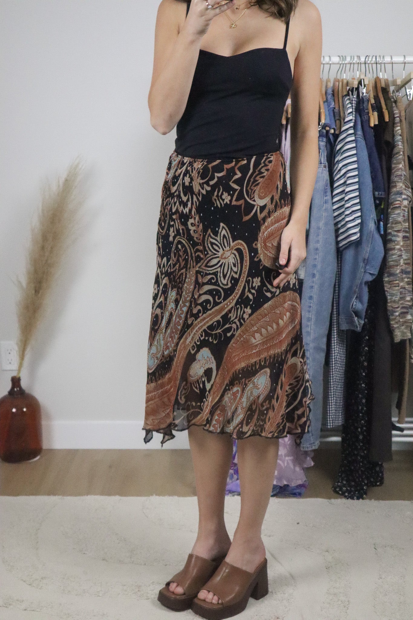 Vintage x Paisly Midi Skirt (S)
