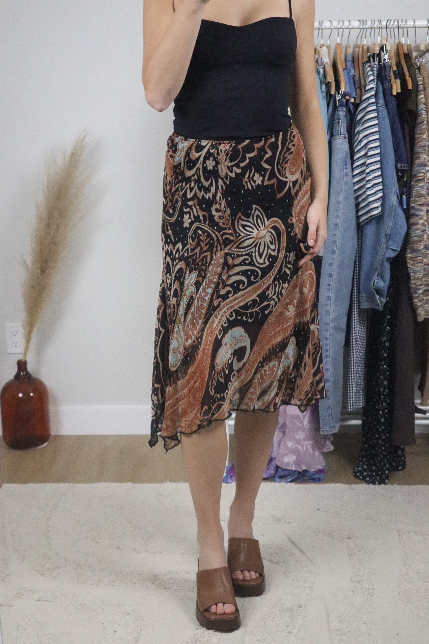 Vintage x Paisly Midi Skirt (S)