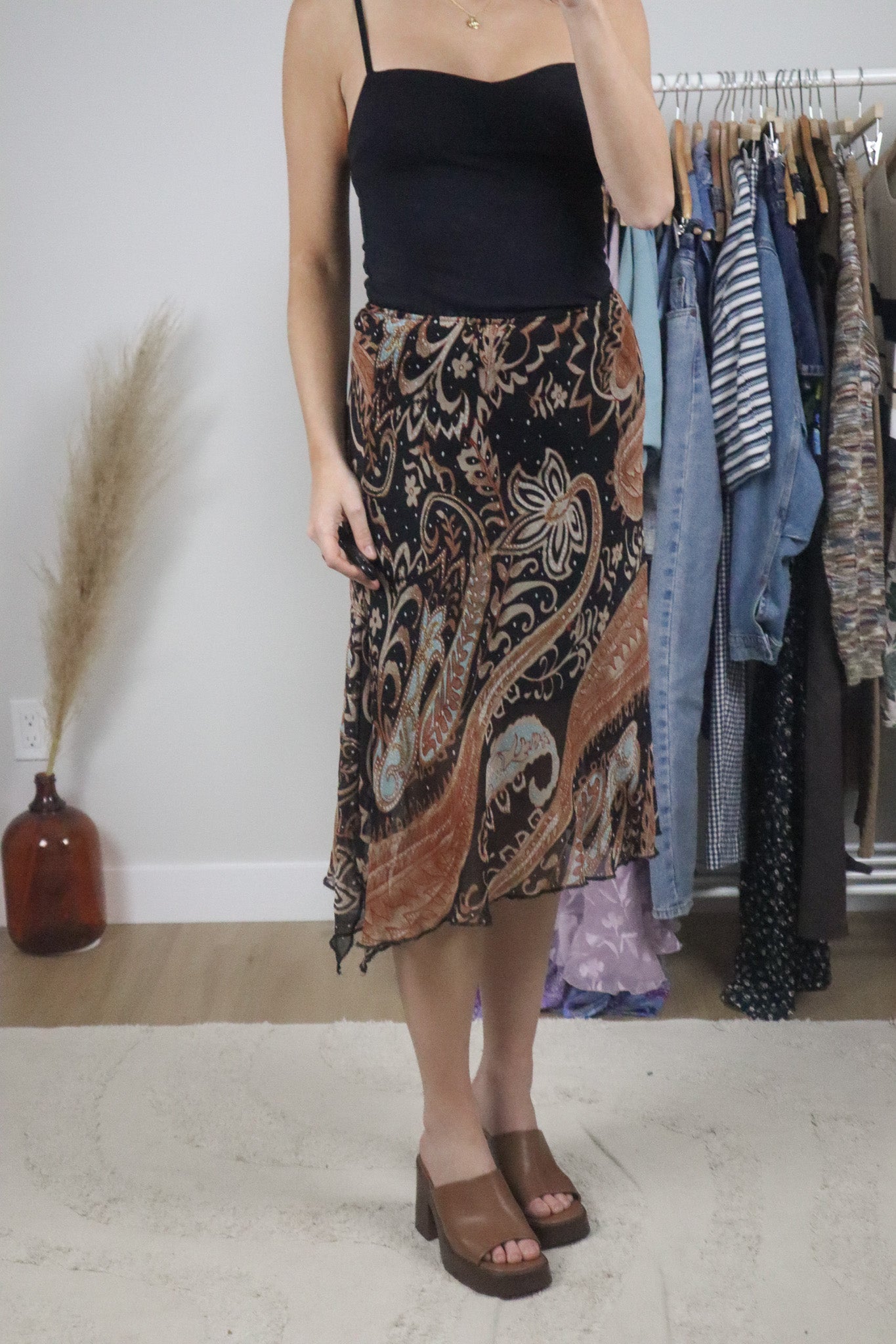 Vintage x Paisly Midi Skirt (S)