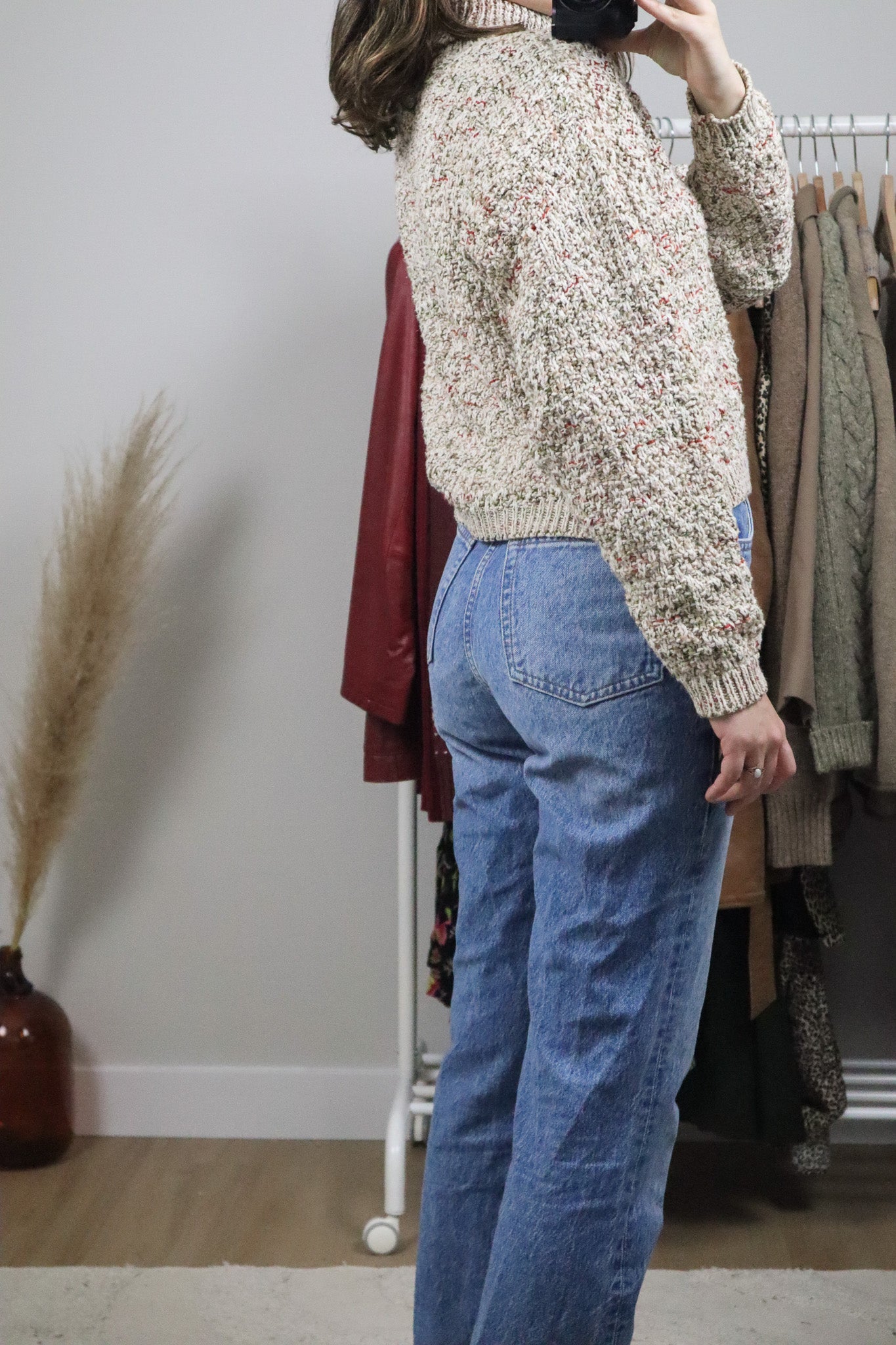 Vintage x Cropped Turtleneck Knit Sweater (S)