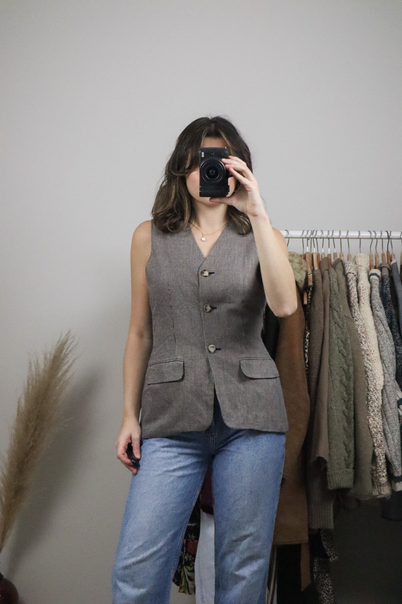 Made in Canada x Vintage x Linen Blend Houndstooth Vest (8)