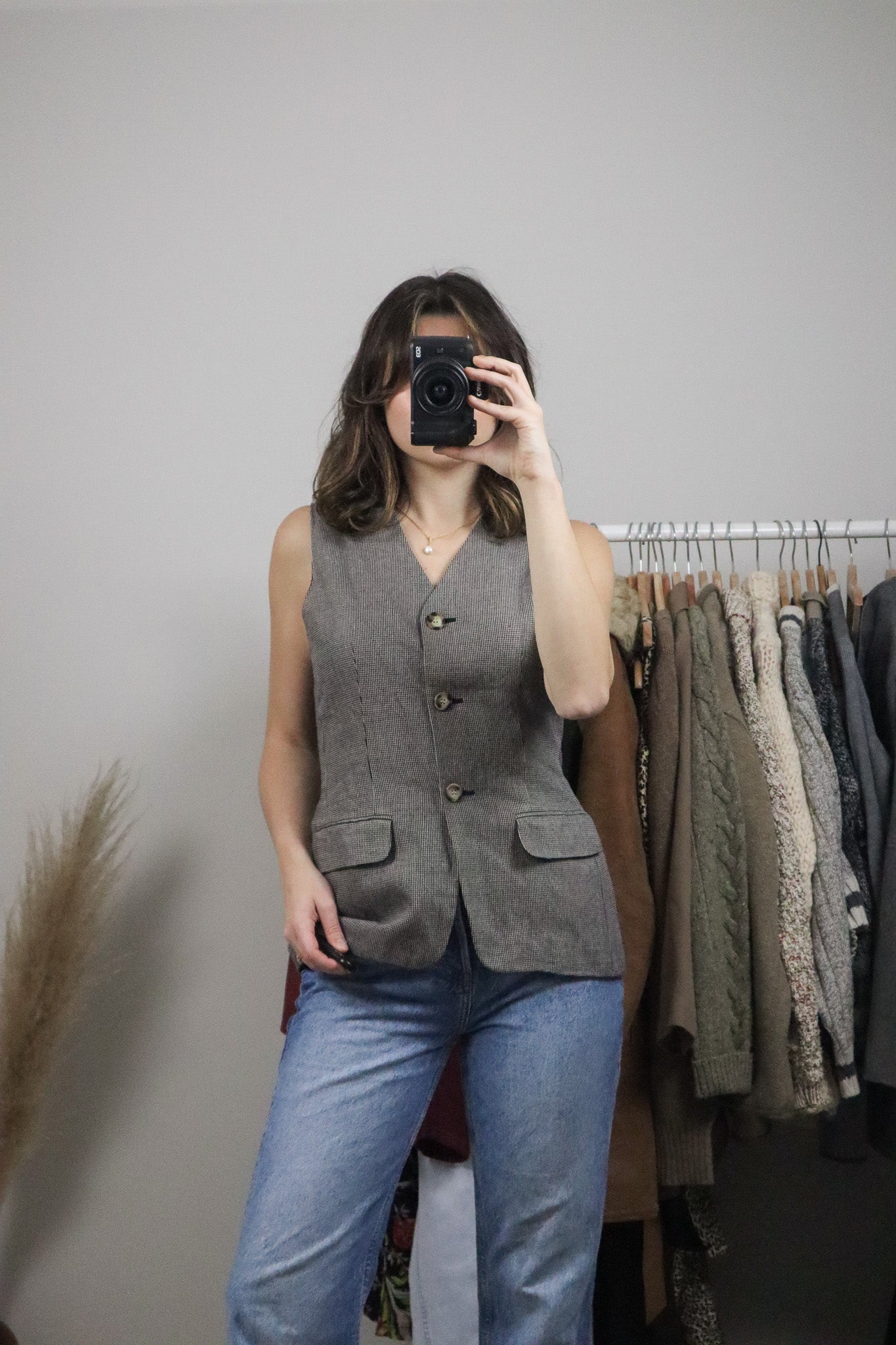 Made in Canada x Vintage x Linen Blend Houndstooth Vest (8)