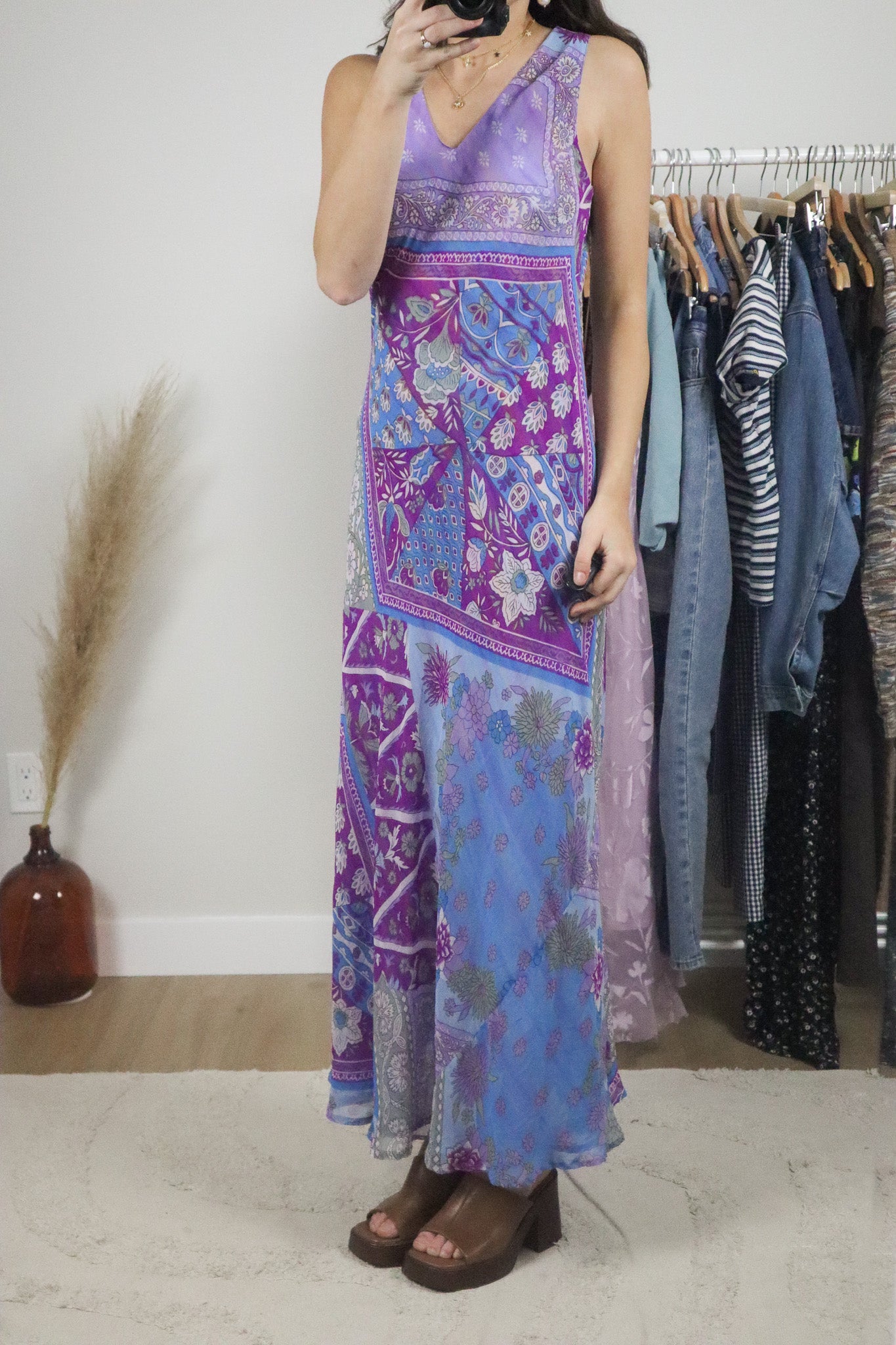 Vintage x Mesh Reversible Patterned/Striped Maxi Dress (6/8)