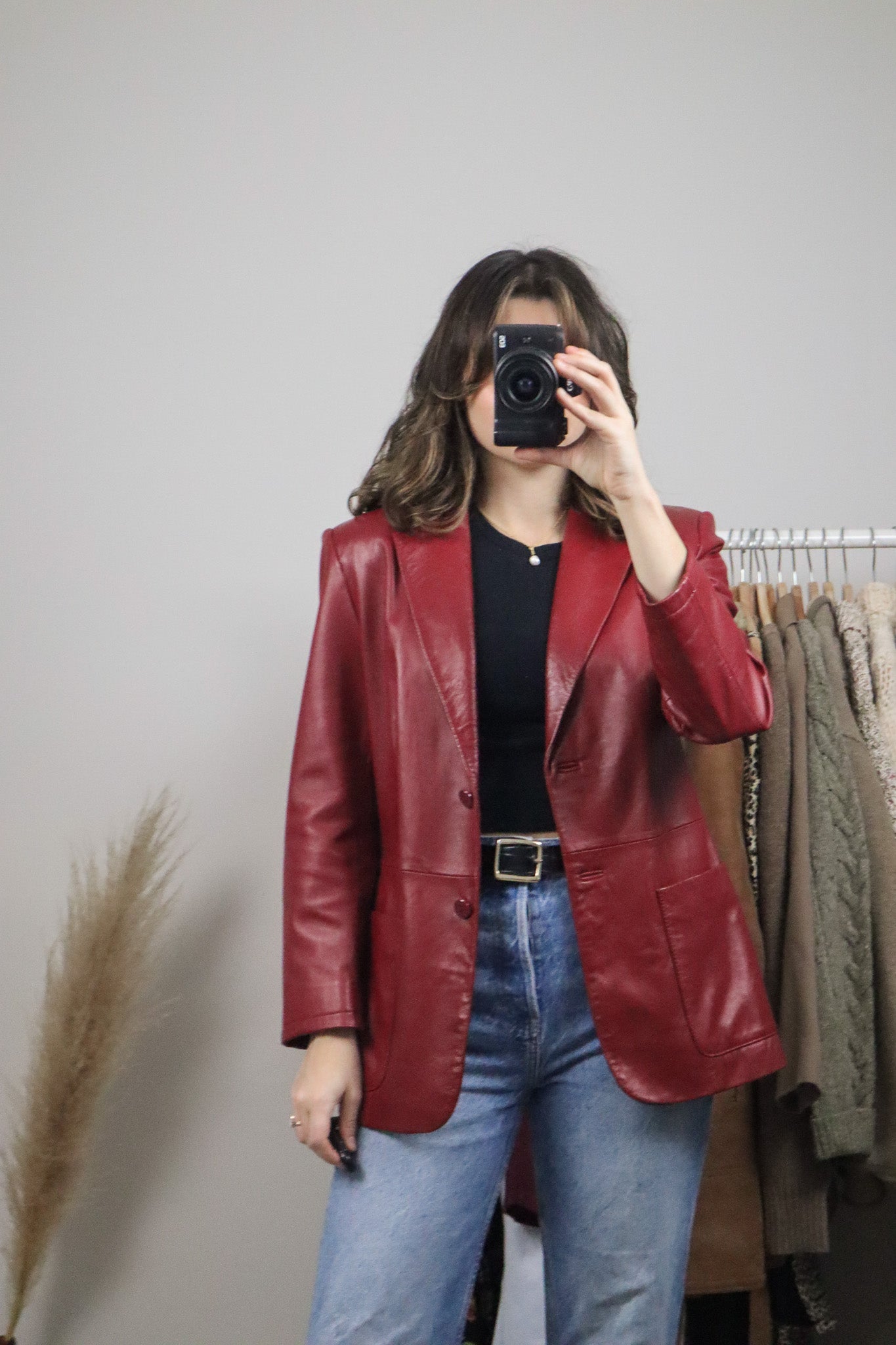 Vintage x Red Leather Blazer (S)