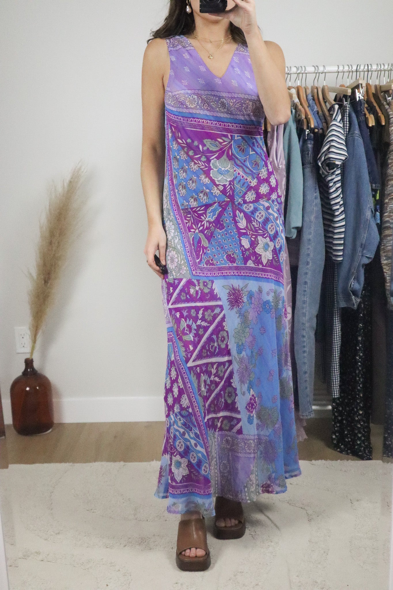 Vintage x Mesh Reversible Patterned/Striped Maxi Dress (6/8)