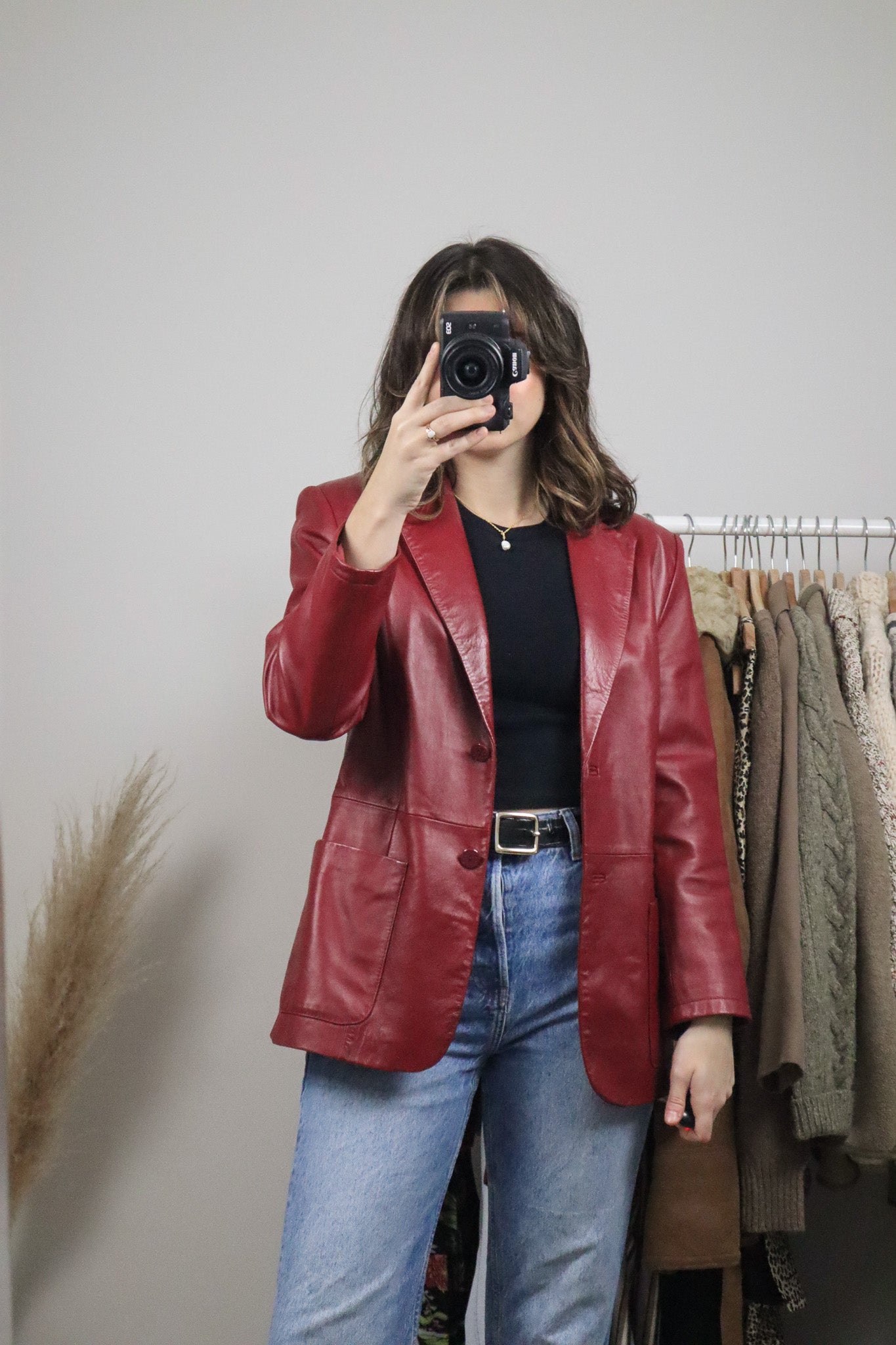 Vintage x Red Leather Blazer (S)
