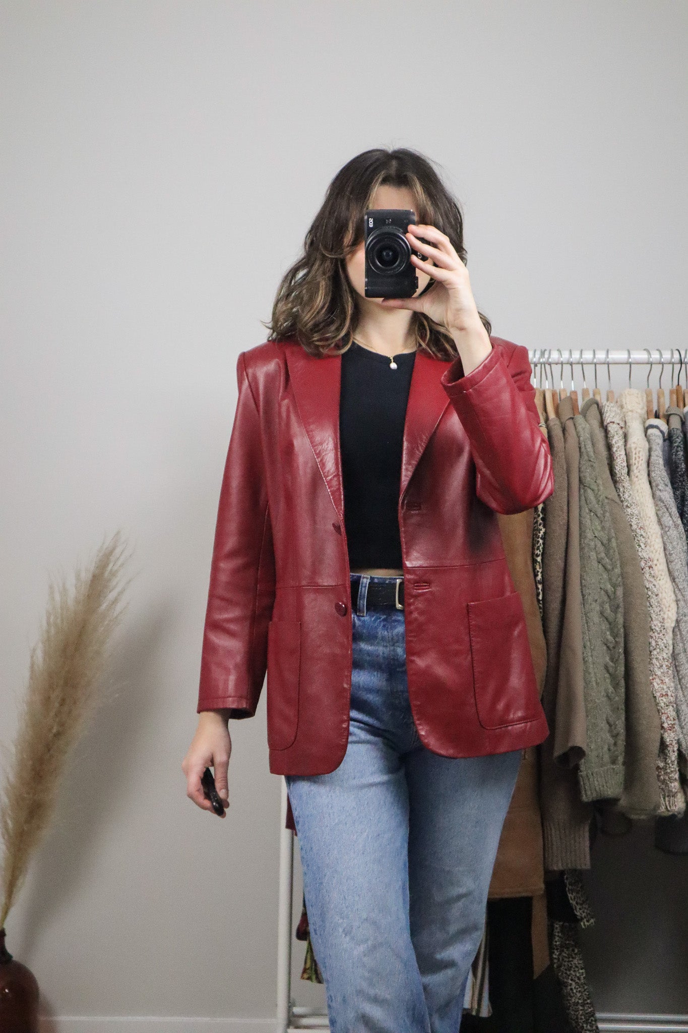 Vintage x Red Leather Blazer (S)