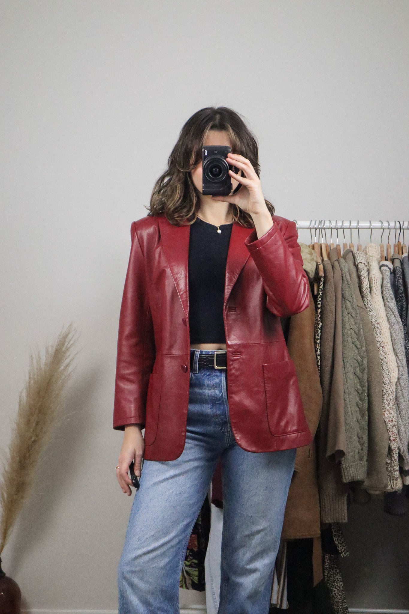 Vintage x Red Leather Blazer (S)