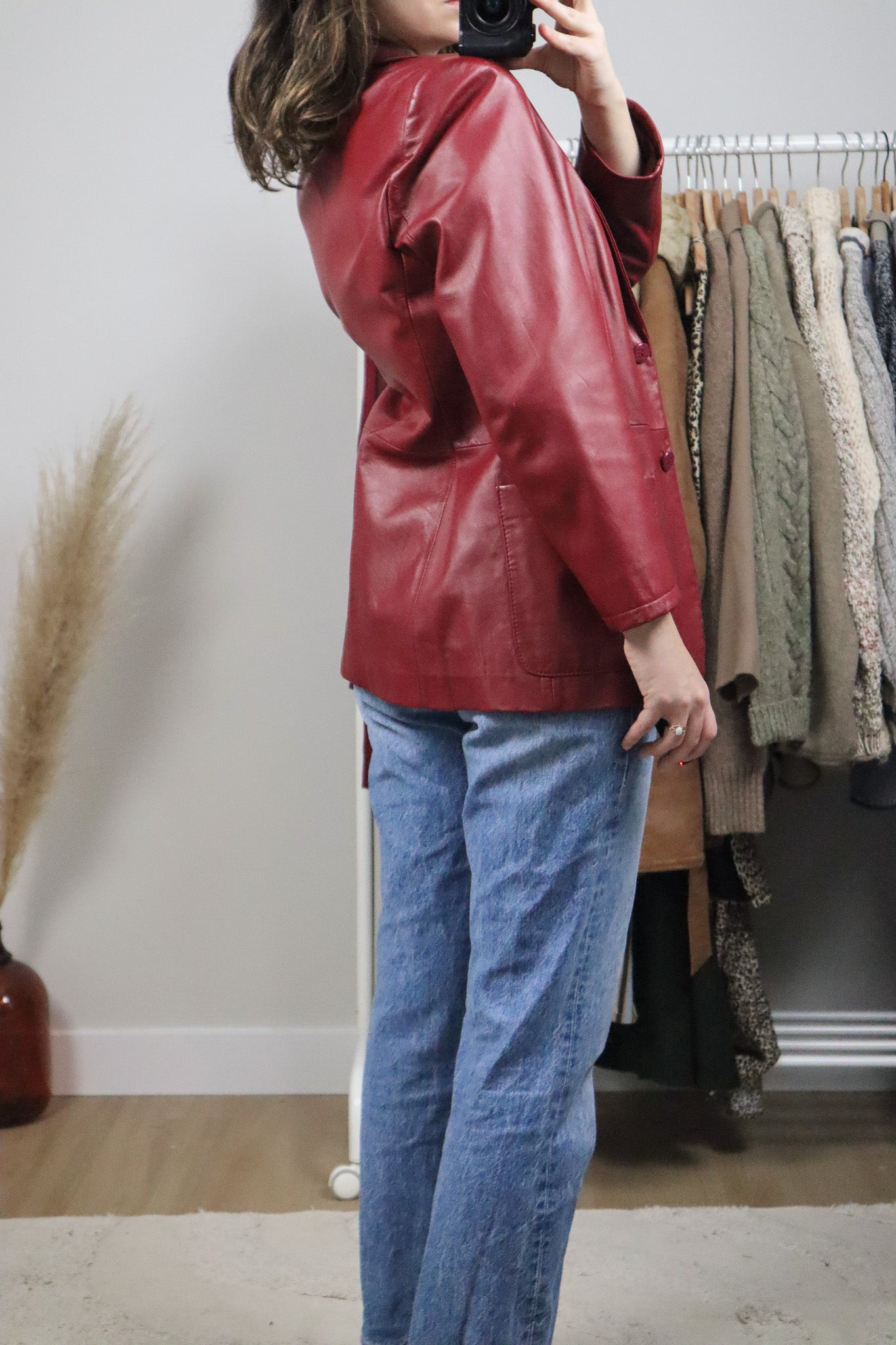 Vintage x Red Leather Blazer (S)