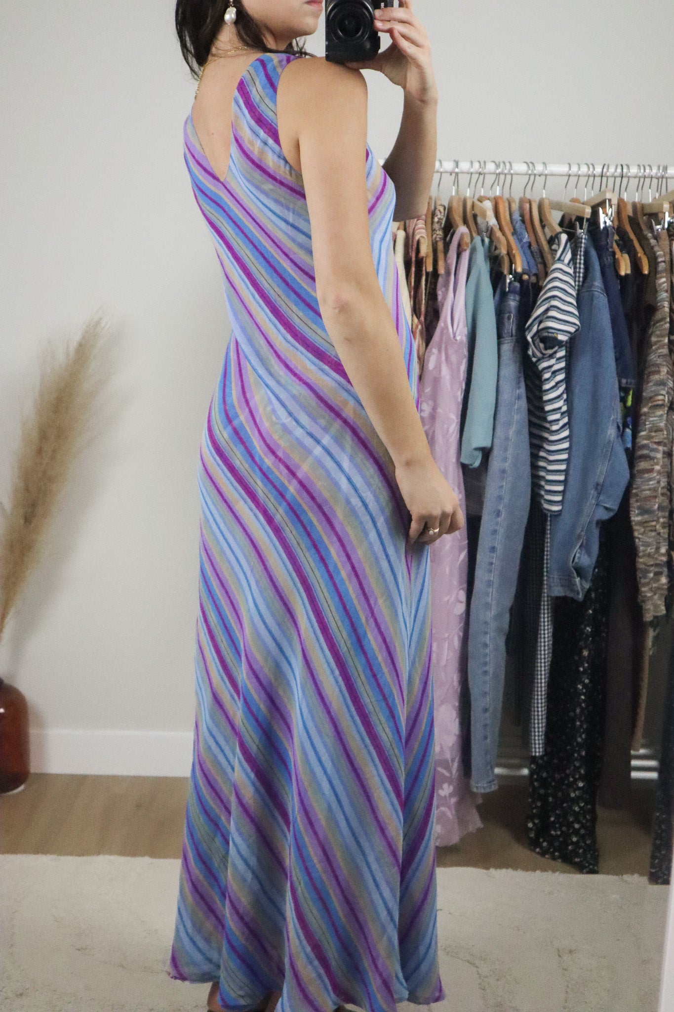 Vintage x Mesh Reversible Patterned/Striped Maxi Dress (6/8)