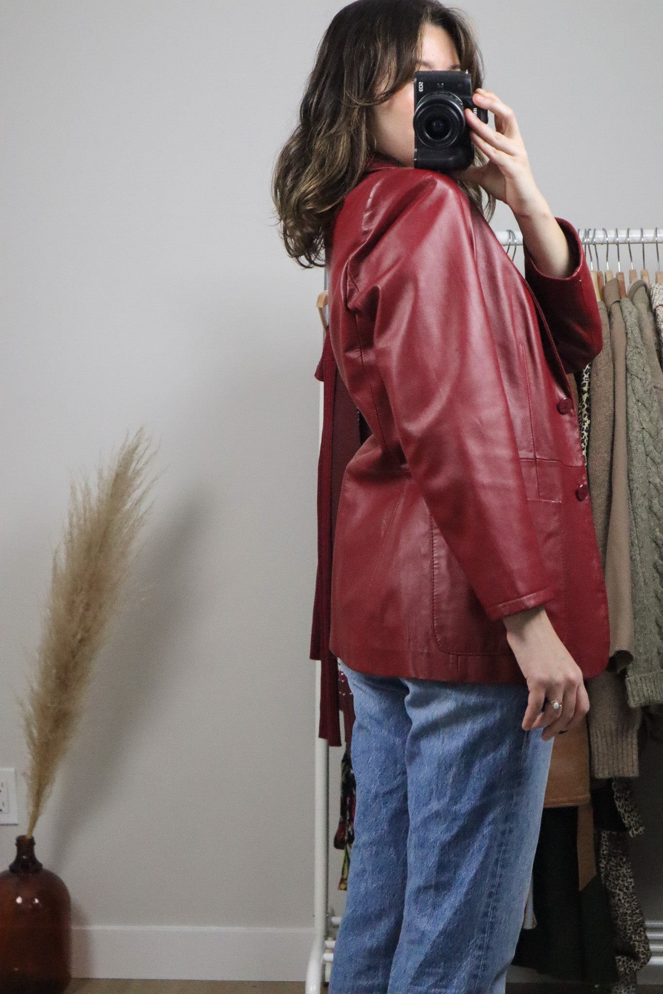 Vintage x Red Leather Blazer (S)