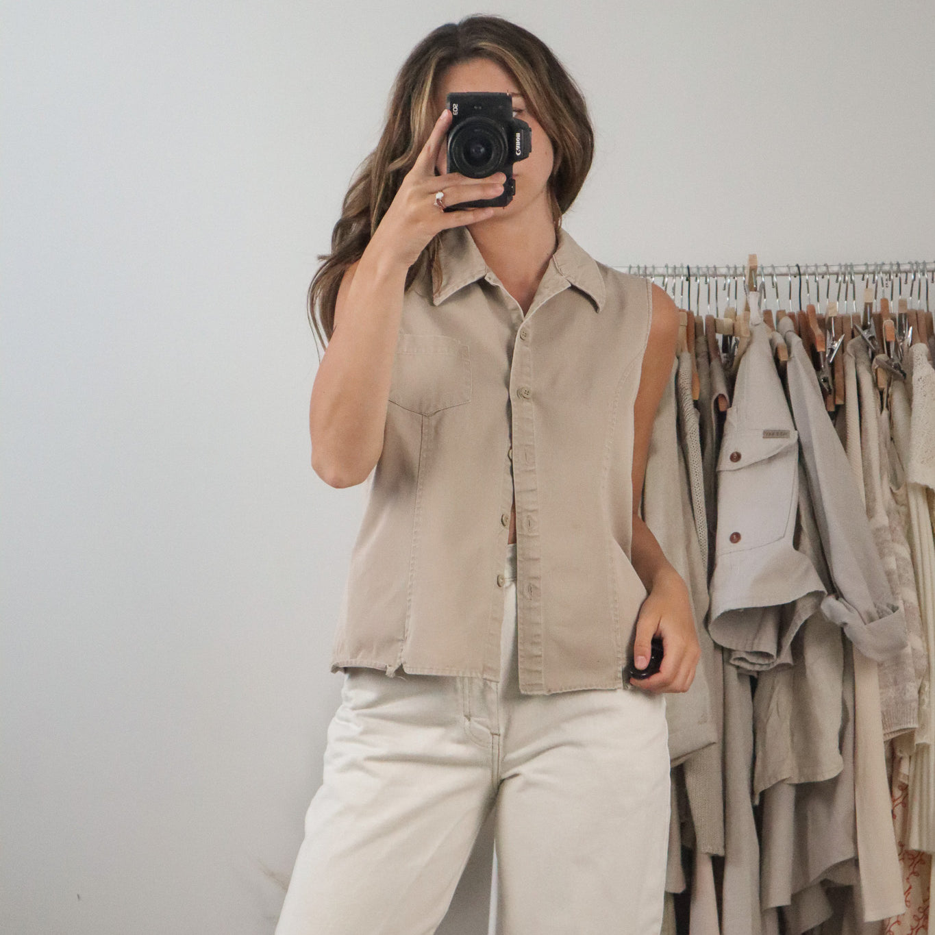 Vintage x Button Up Tank (M)