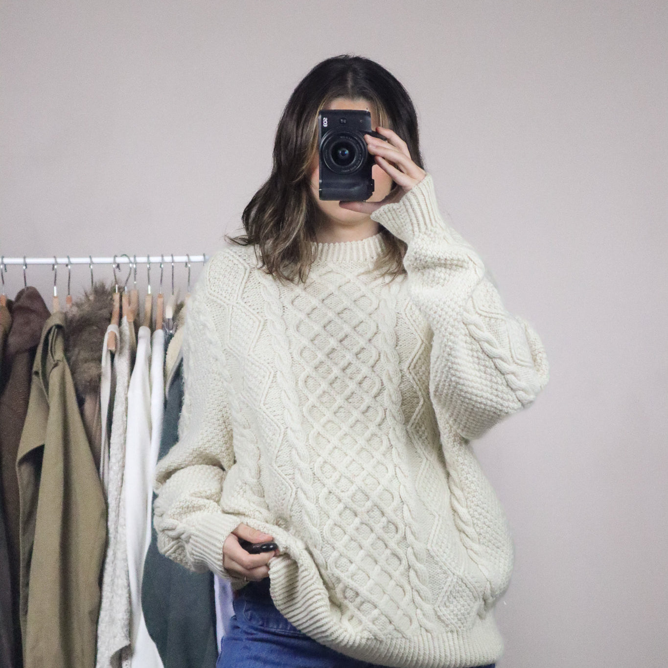 Handmade x Wool Cable-Knit Sweater (L/XL)