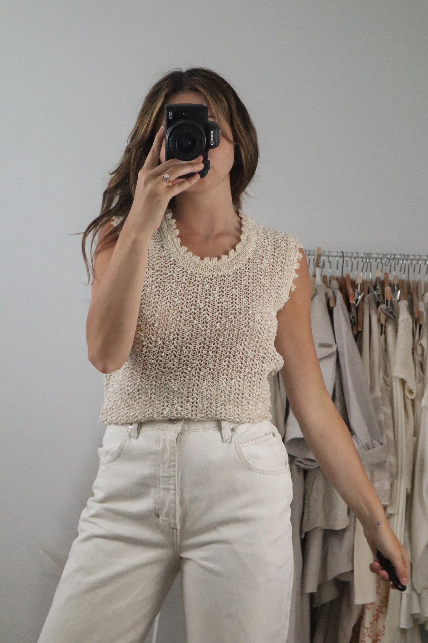 Vintage x Hand Loomed in Ireland x Linen Tank (M)