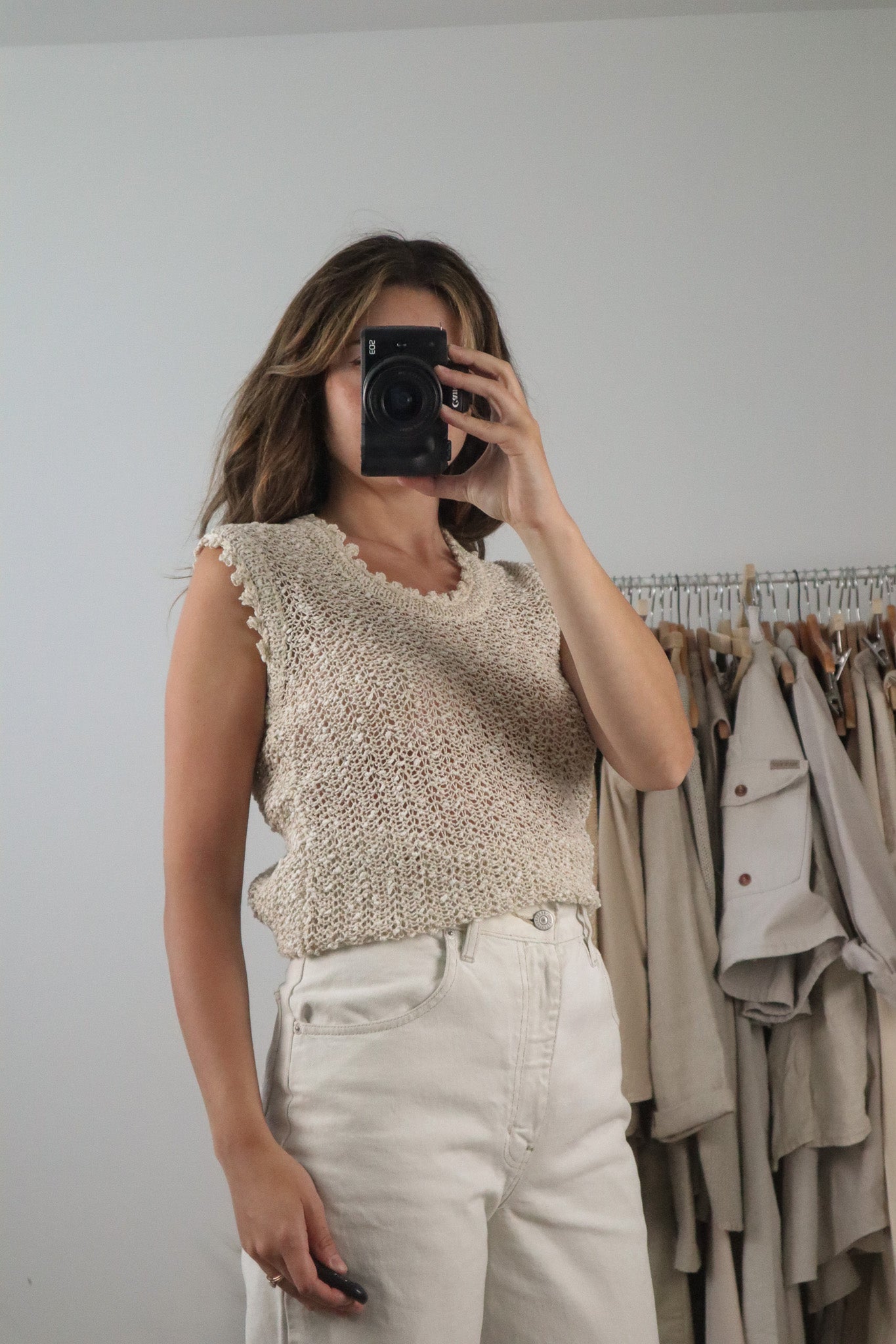Vintage x Hand Loomed in Ireland x Linen Tank (M)