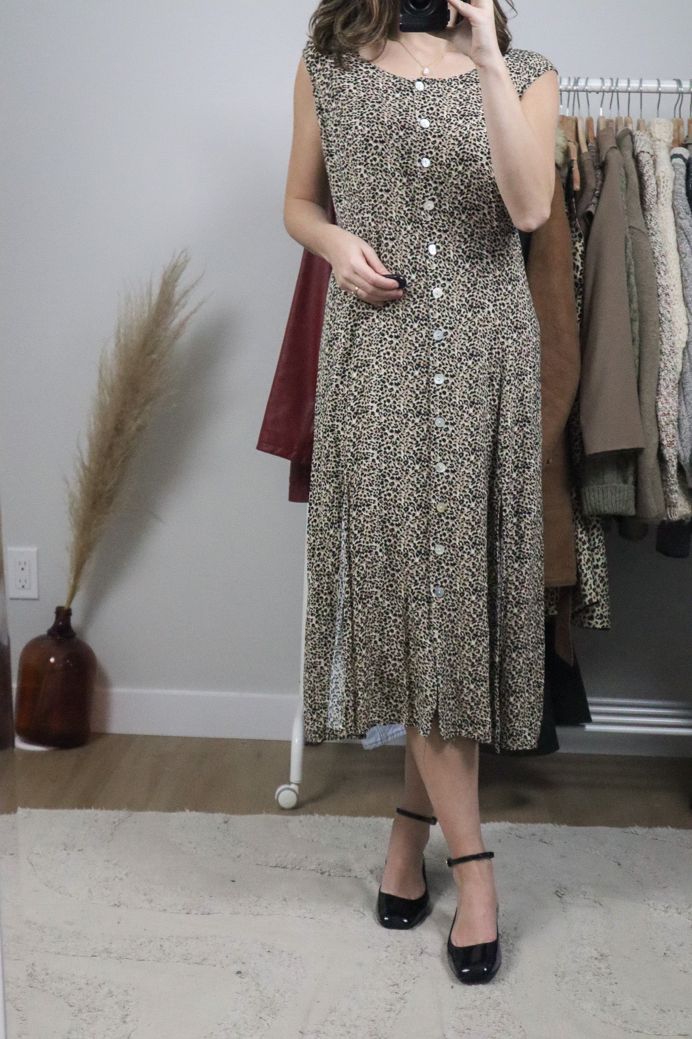 Vintage x Maxi Button Down Cheetah Print Dress (14)