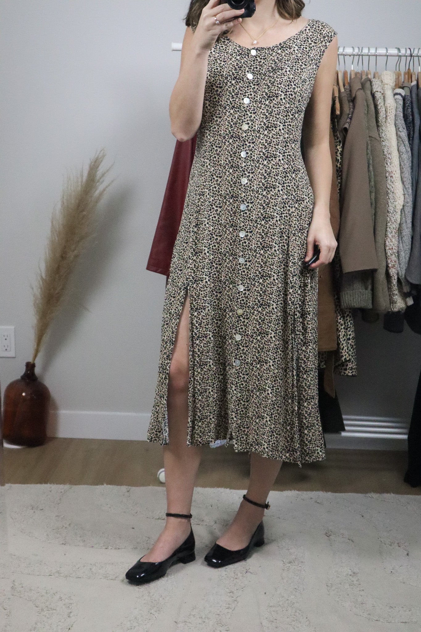 Vintage x Maxi Button Down Cheetah Print Dress (14)