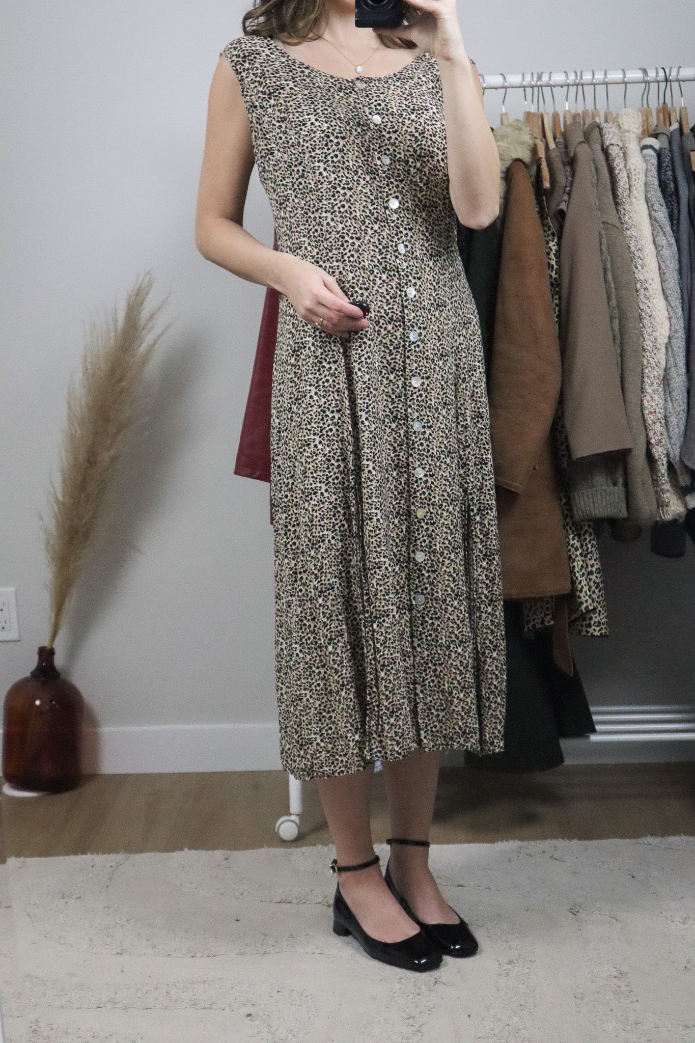 Vintage x Maxi Button Down Cheetah Print Dress (14)