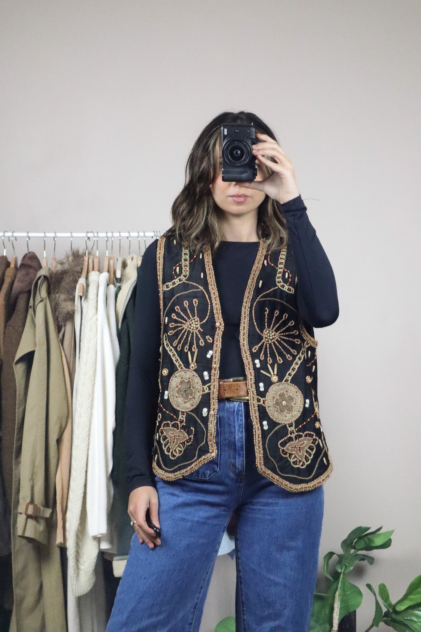 Vintage x Silk Beaded Vest (M)