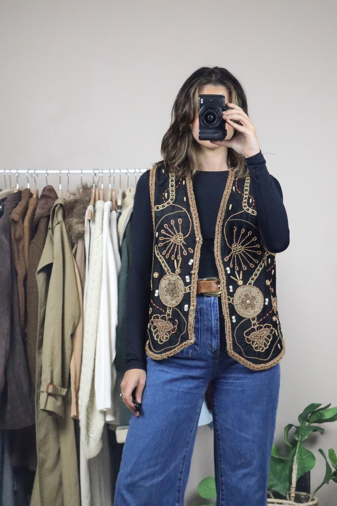 Vintage x Silk Beaded Vest (M)