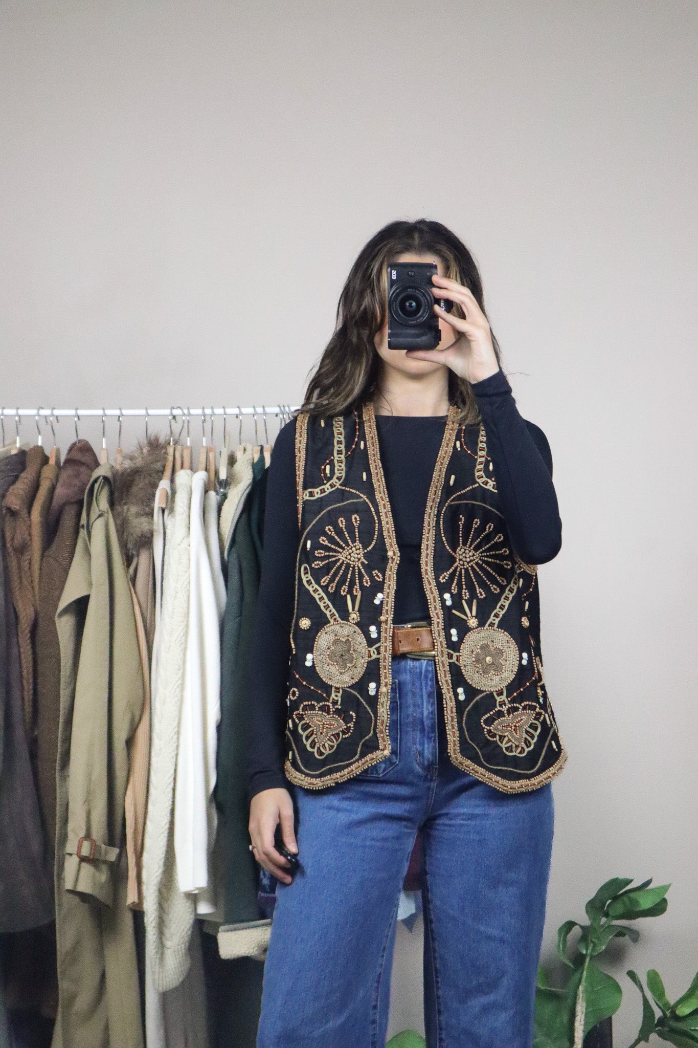 Vintage x Silk Beaded Vest (M)