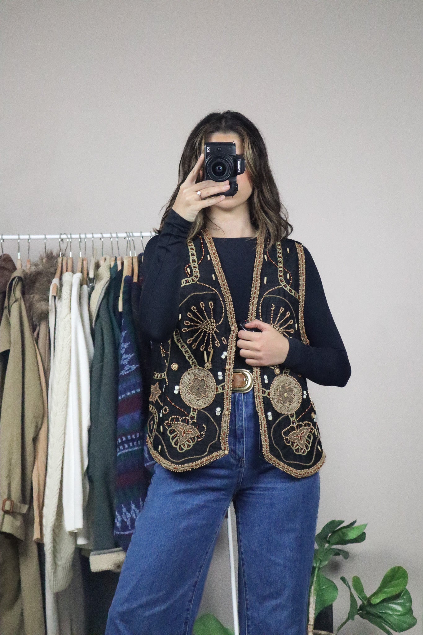 Vintage x Silk Beaded Vest (M)