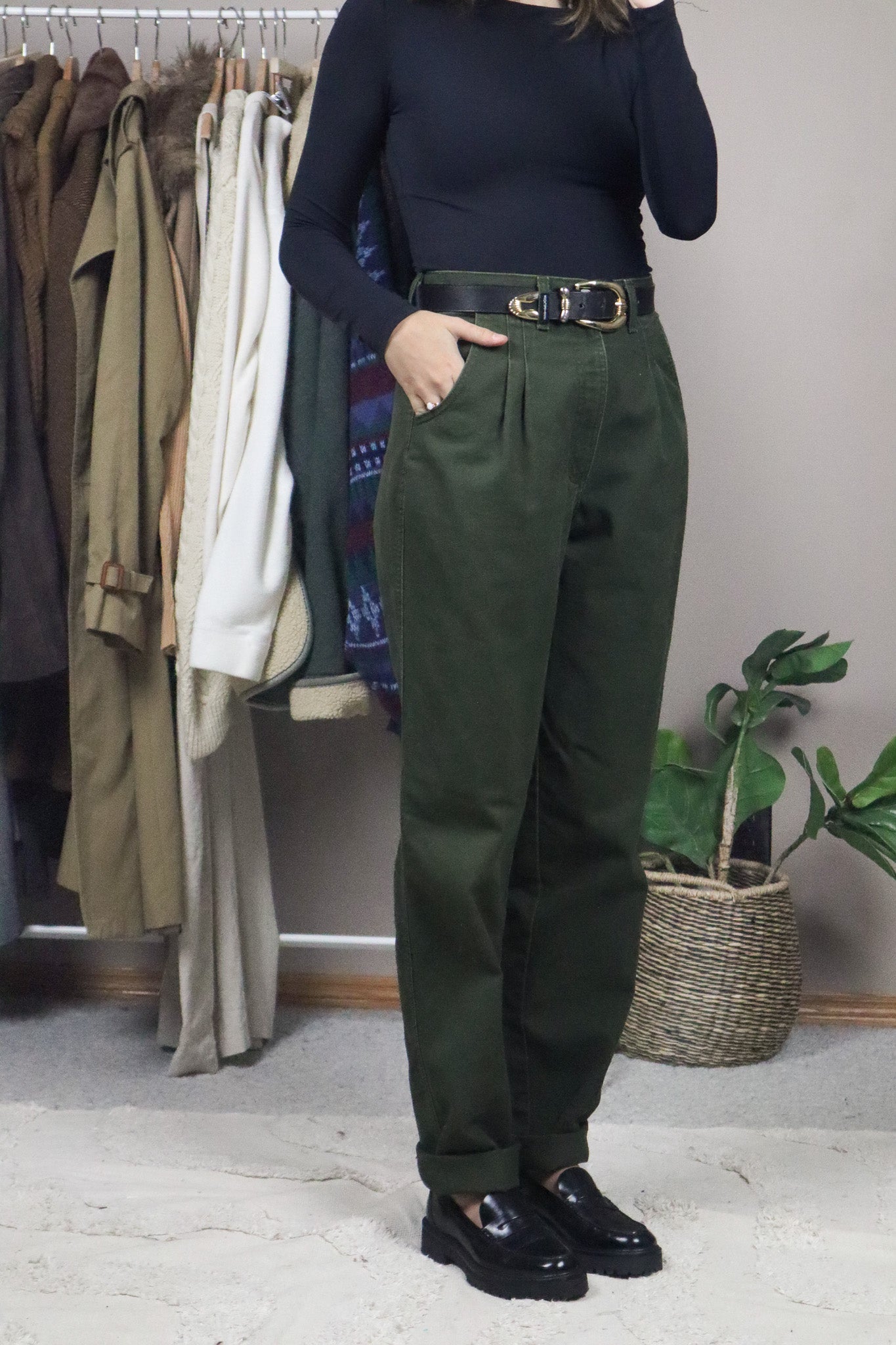 Vintage x Western Style Pleated Pants (6)