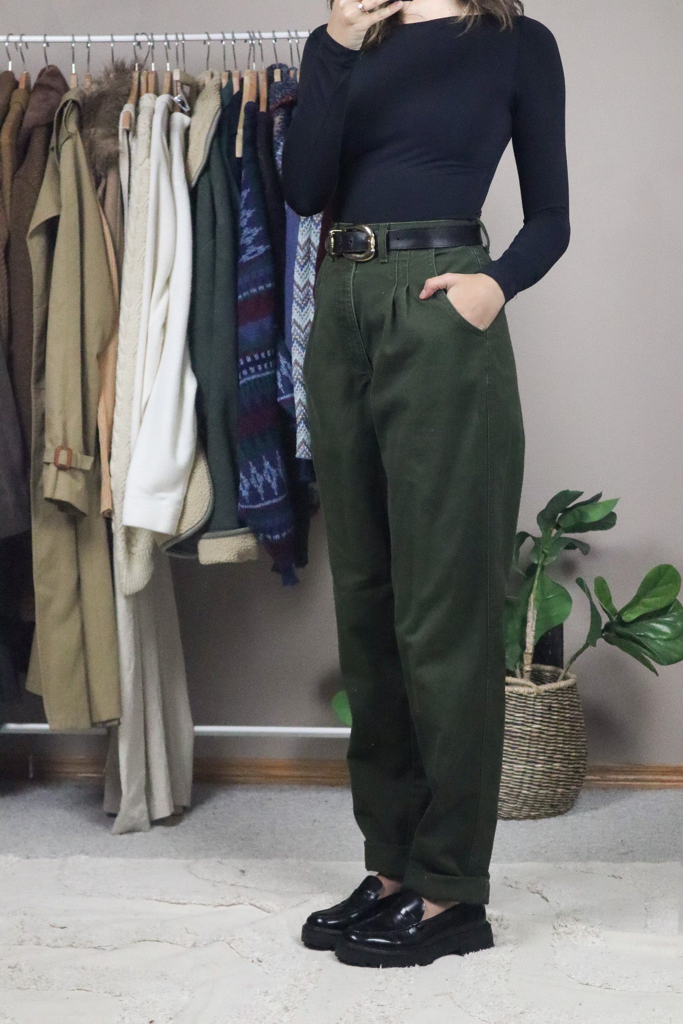Vintage x Western Style Pleated Pants (6)