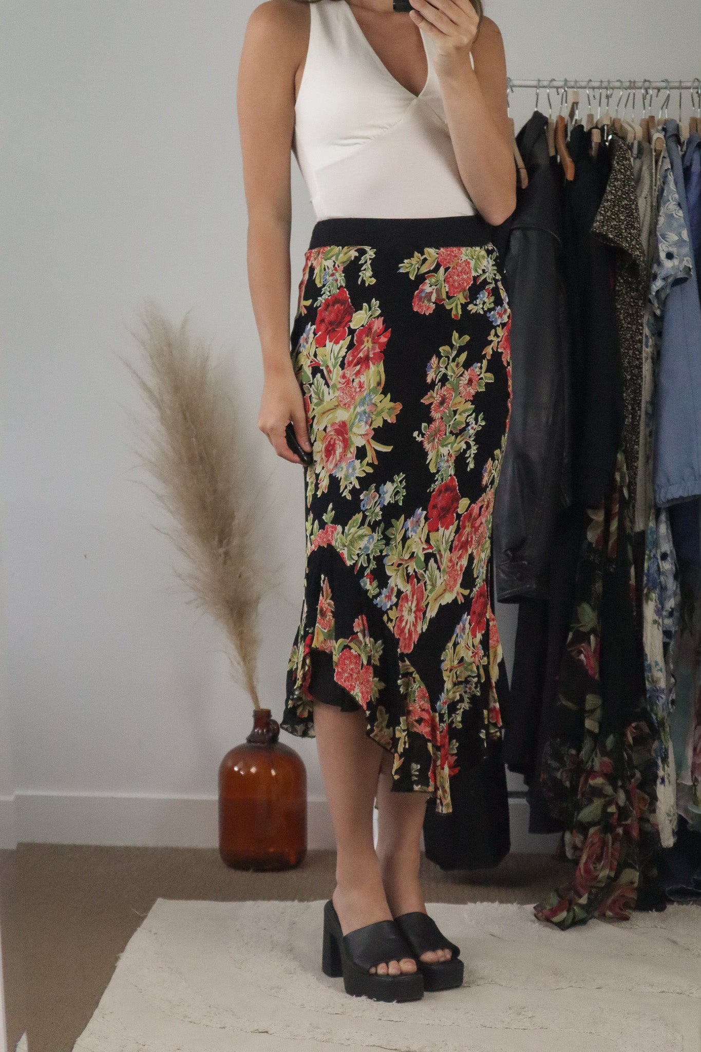 Vintage x Floral Maxi Skirt (S)