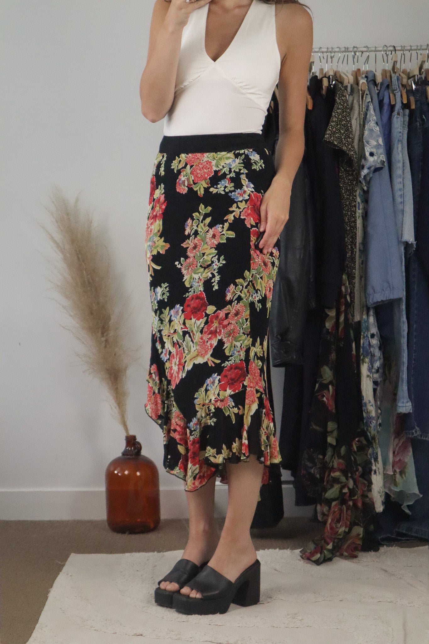 Vintage x Floral Maxi Skirt (S)