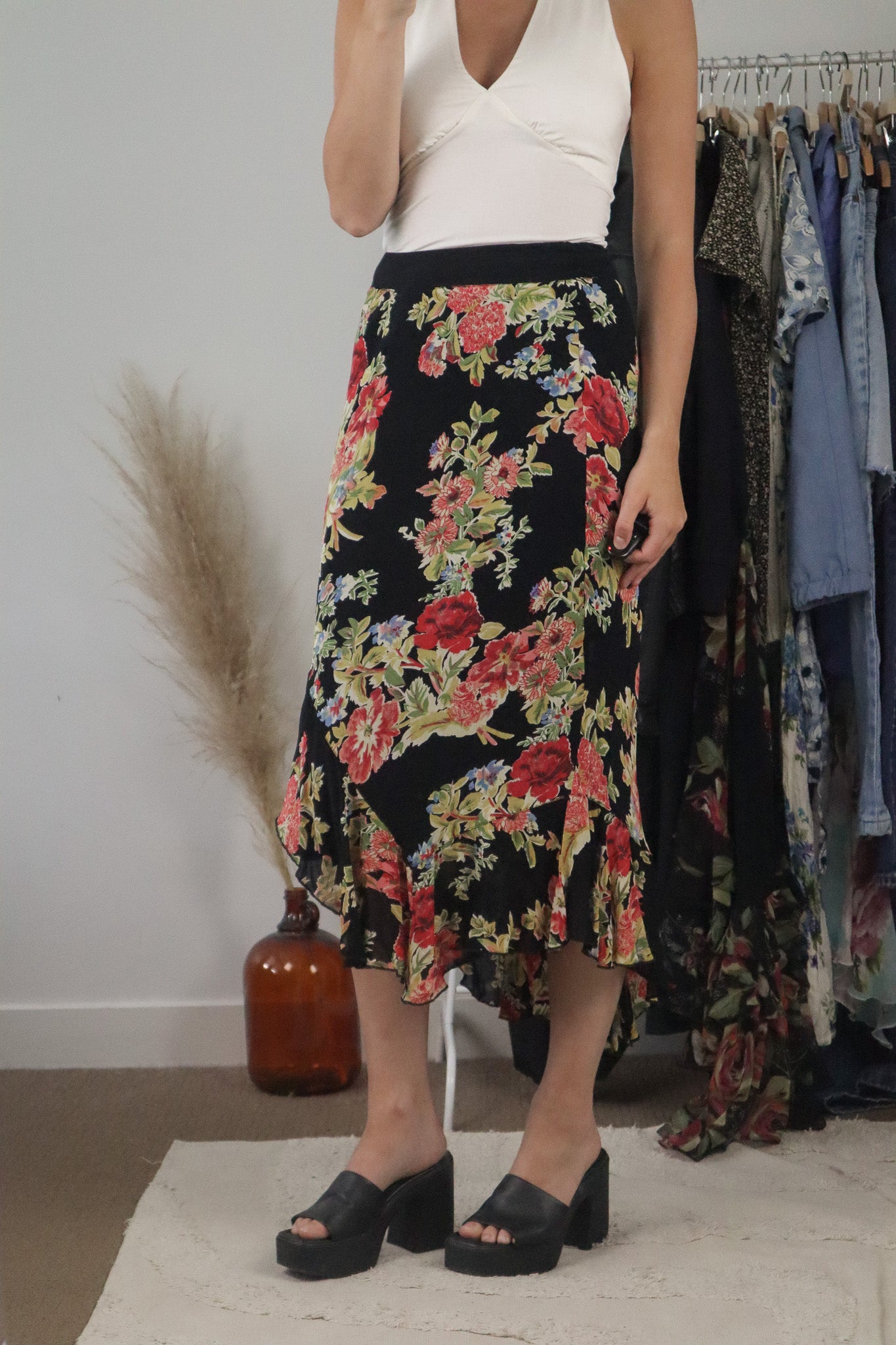 Vintage x Floral Maxi Skirt (S)