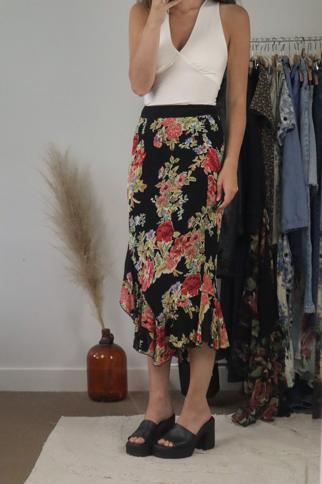 Vintage x Floral Maxi Skirt (S)