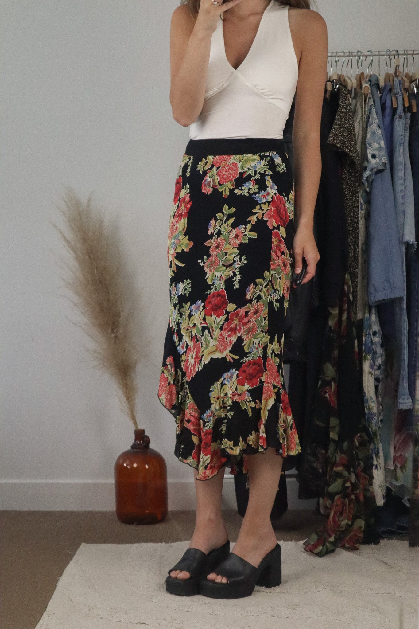 Vintage x Floral Maxi Skirt (S)