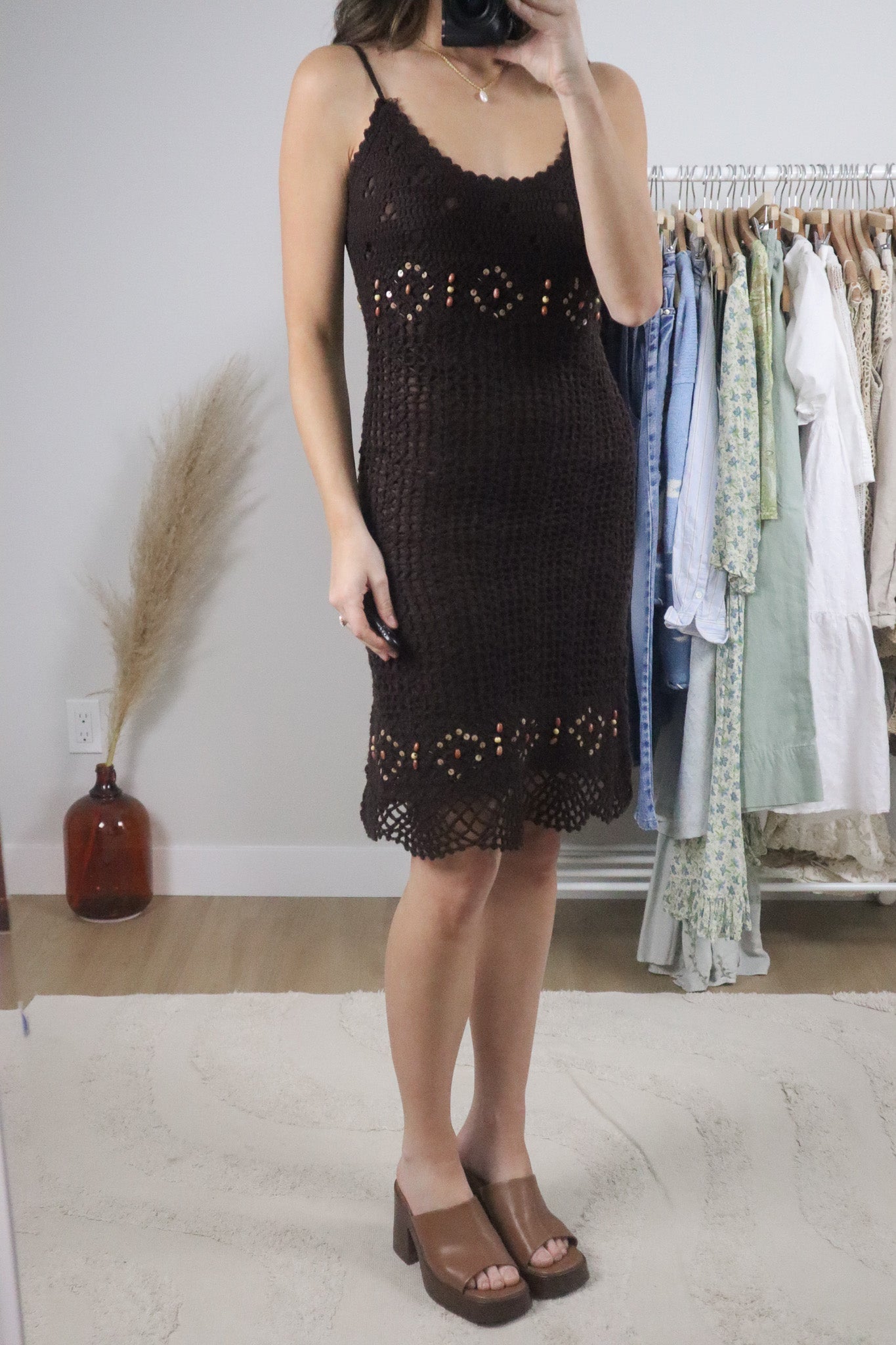 Deadstock x Vintage x Beaded Crochet Midi Dress (XS/S)