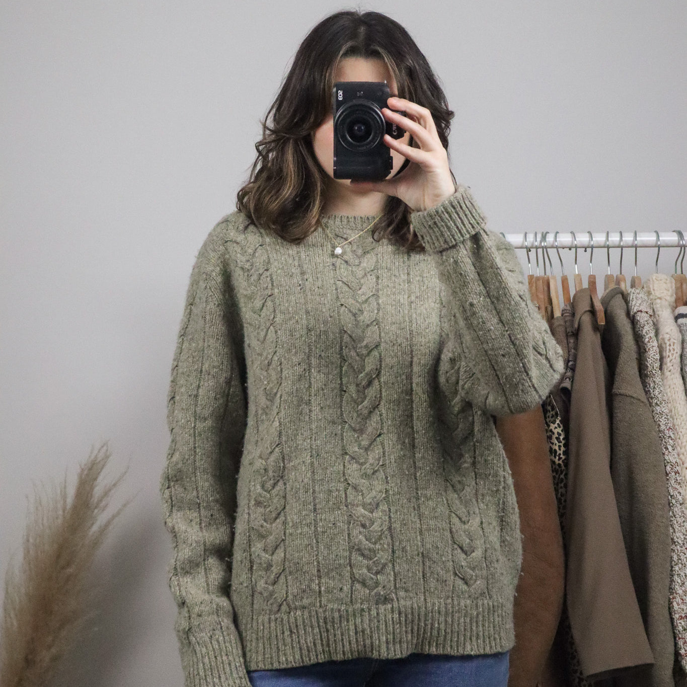 Vintage x Wool Blend Heathered Cable Knit (M)
