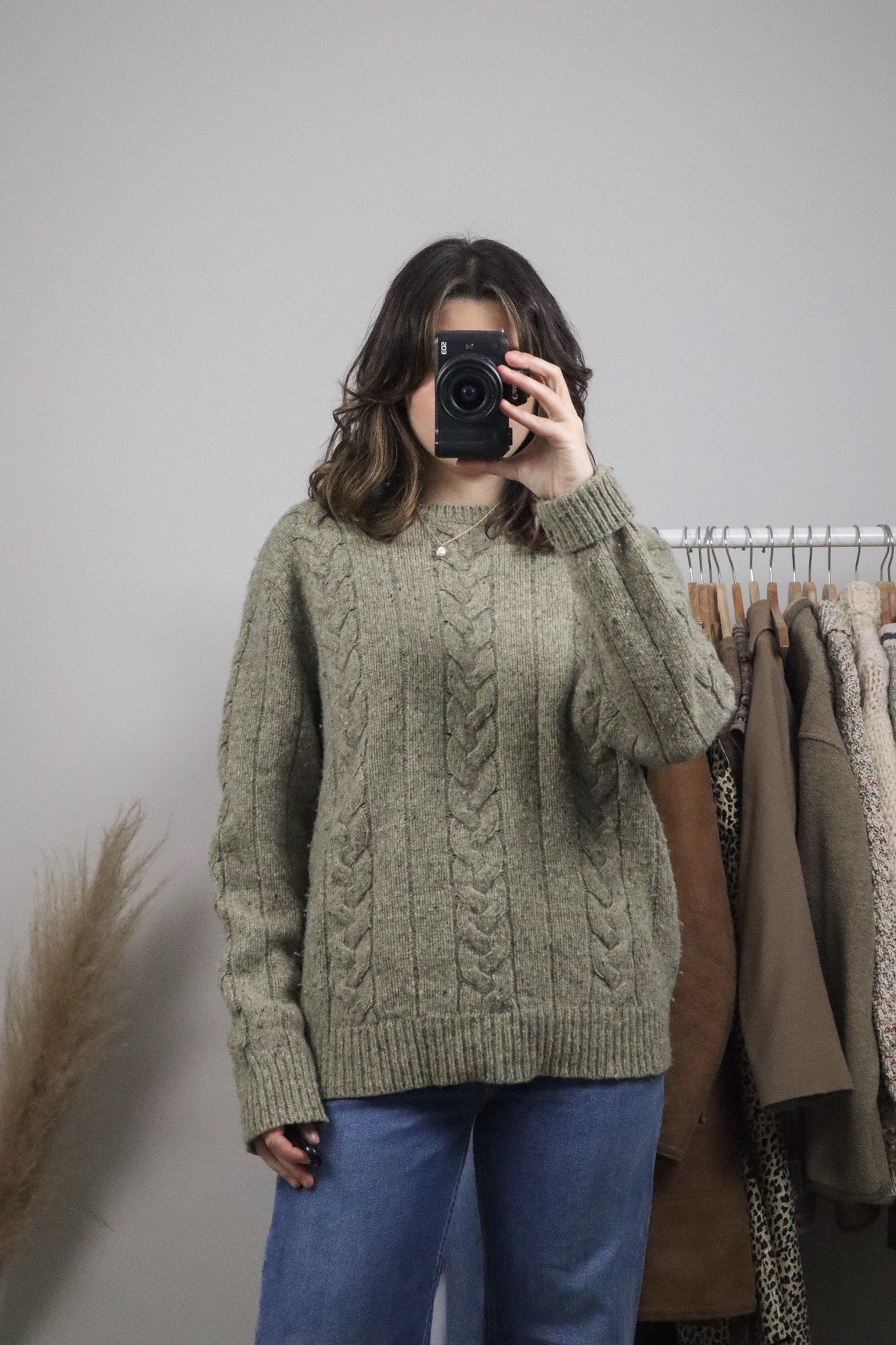 Vintage x Wool Blend Heathered Cable Knit (M)
