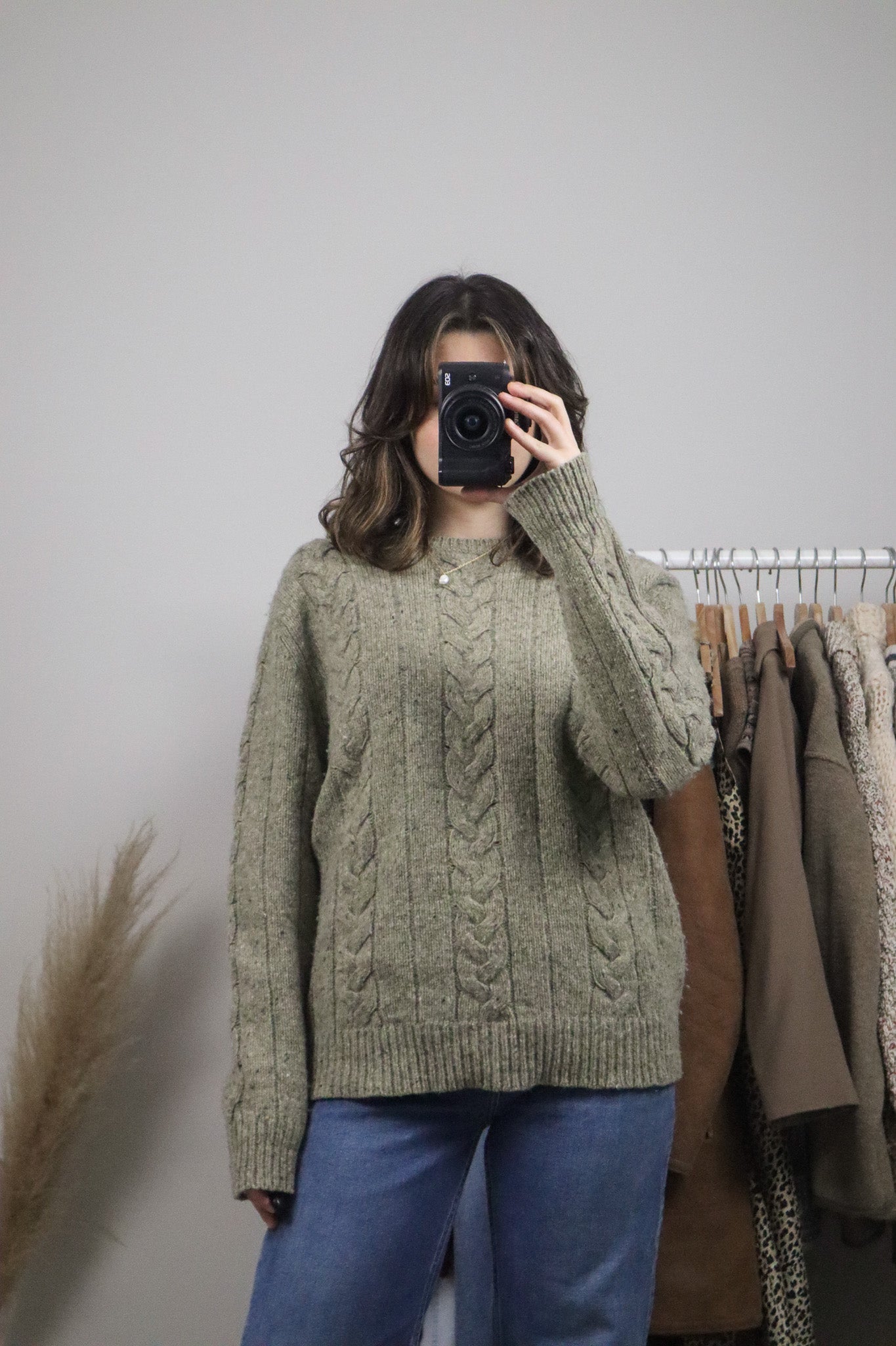 Vintage x Wool Blend Heathered Cable Knit (M)