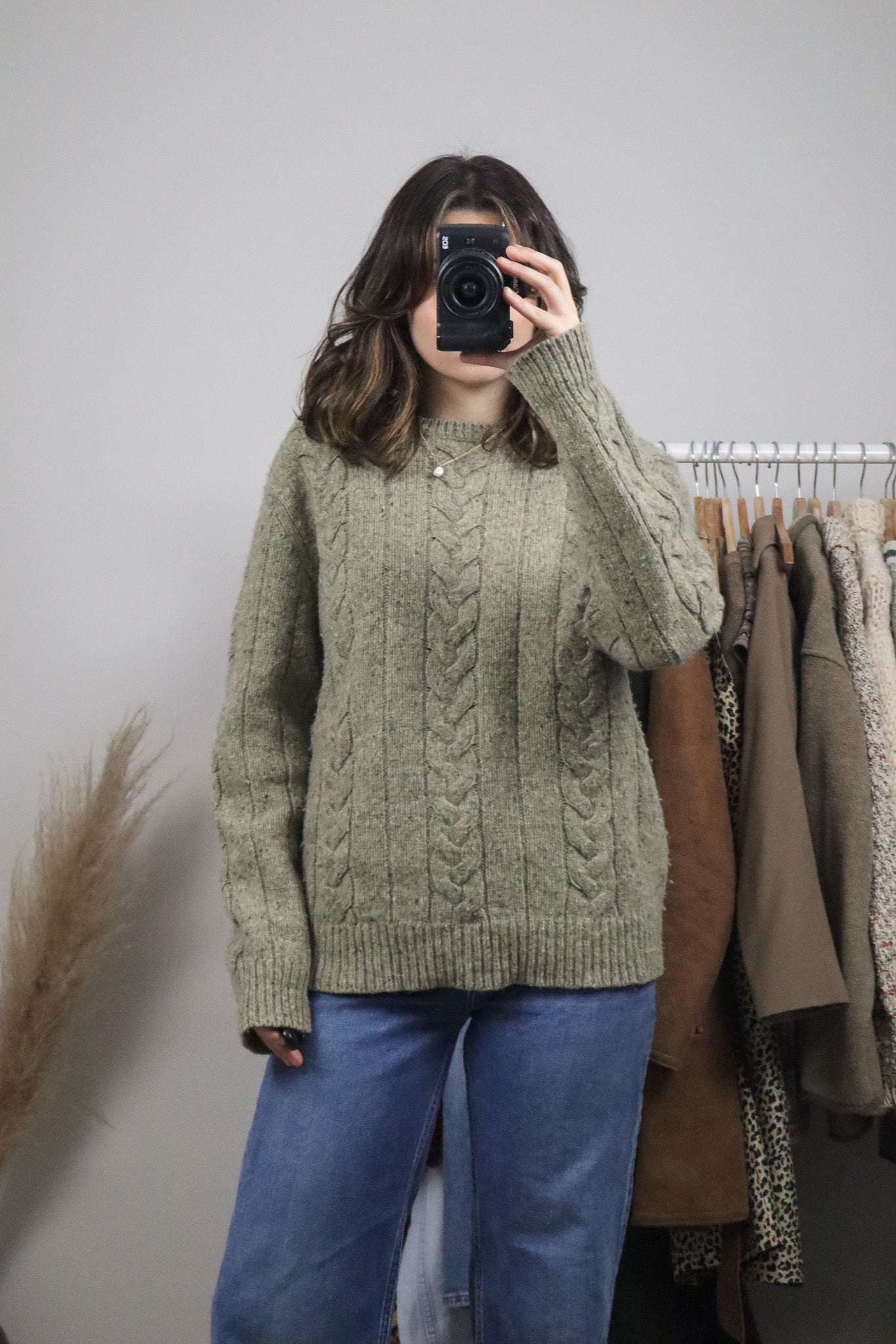 Vintage x Wool Blend Heathered Cable Knit (M)