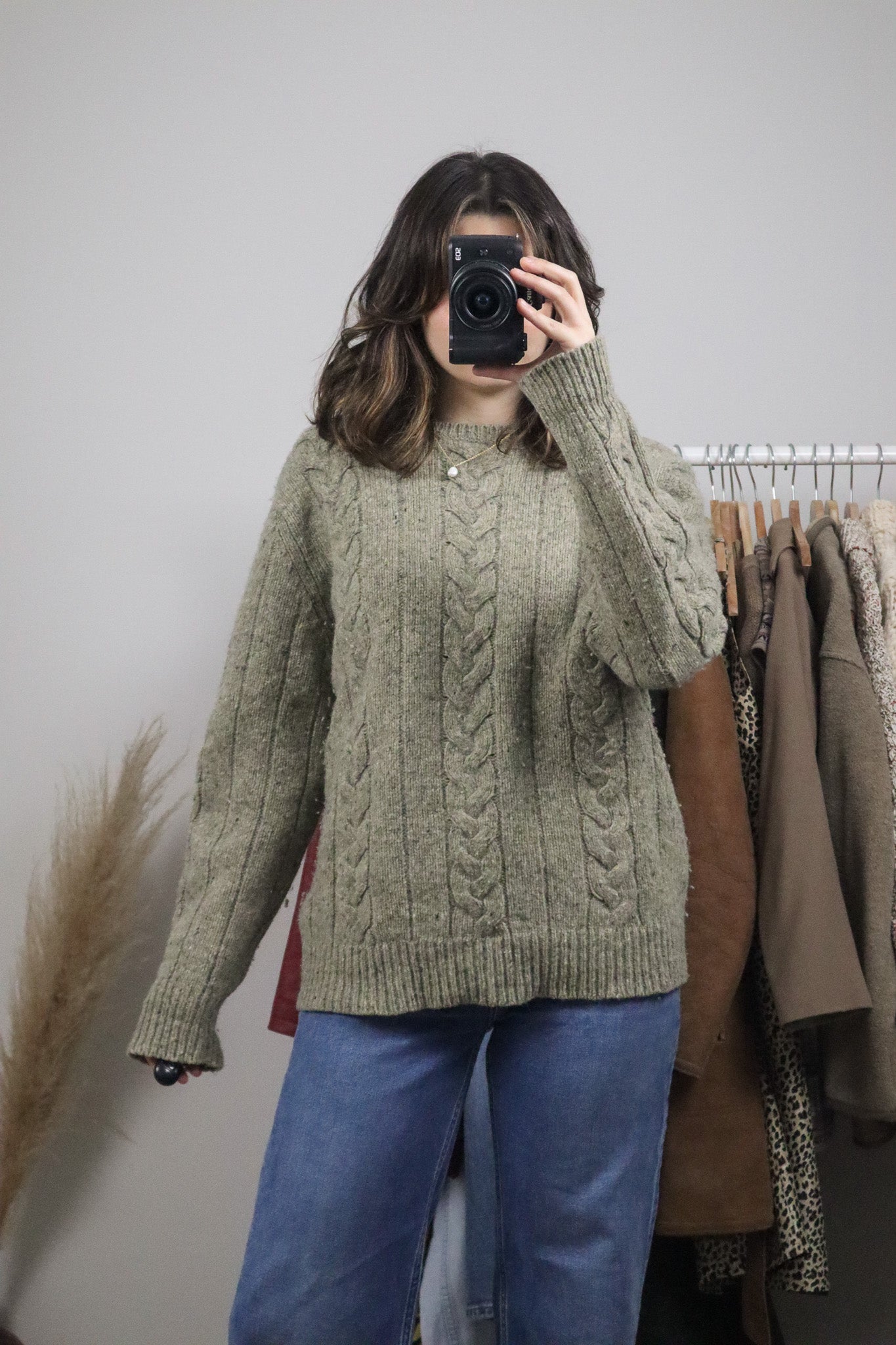 Vintage x Wool Blend Heathered Cable Knit (M)