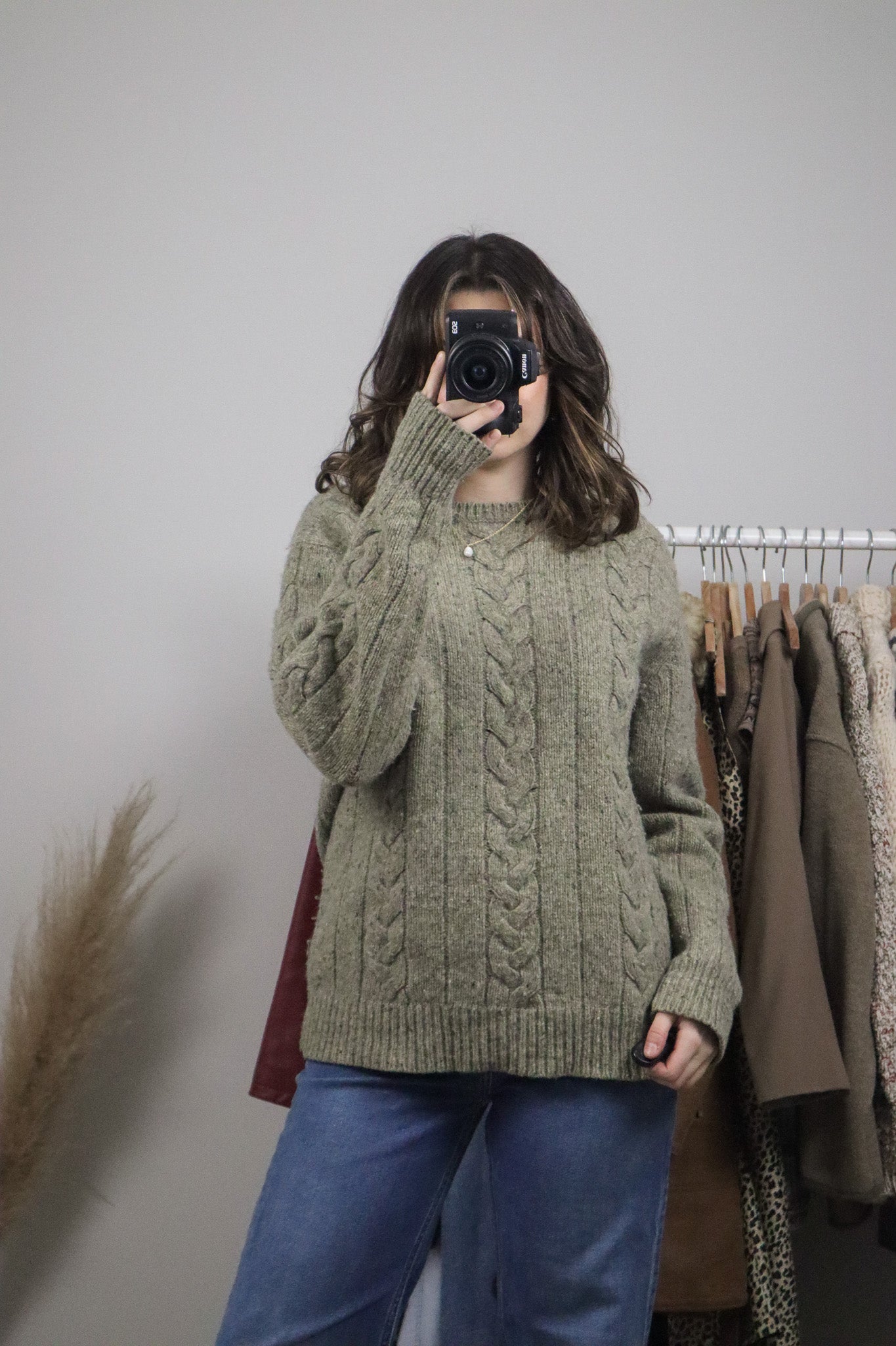 Vintage x Wool Blend Heathered Cable Knit (M)