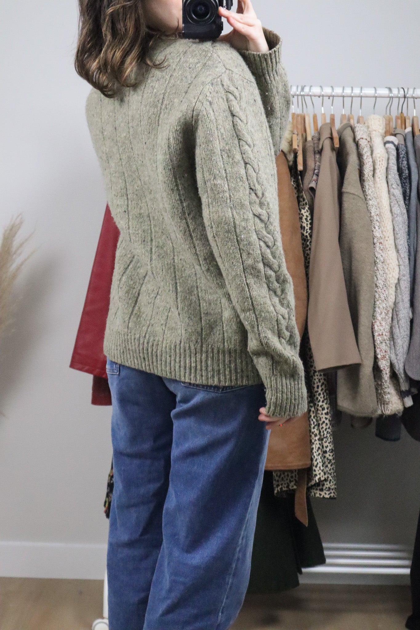 Vintage x Wool Blend Heathered Cable Knit (M)
