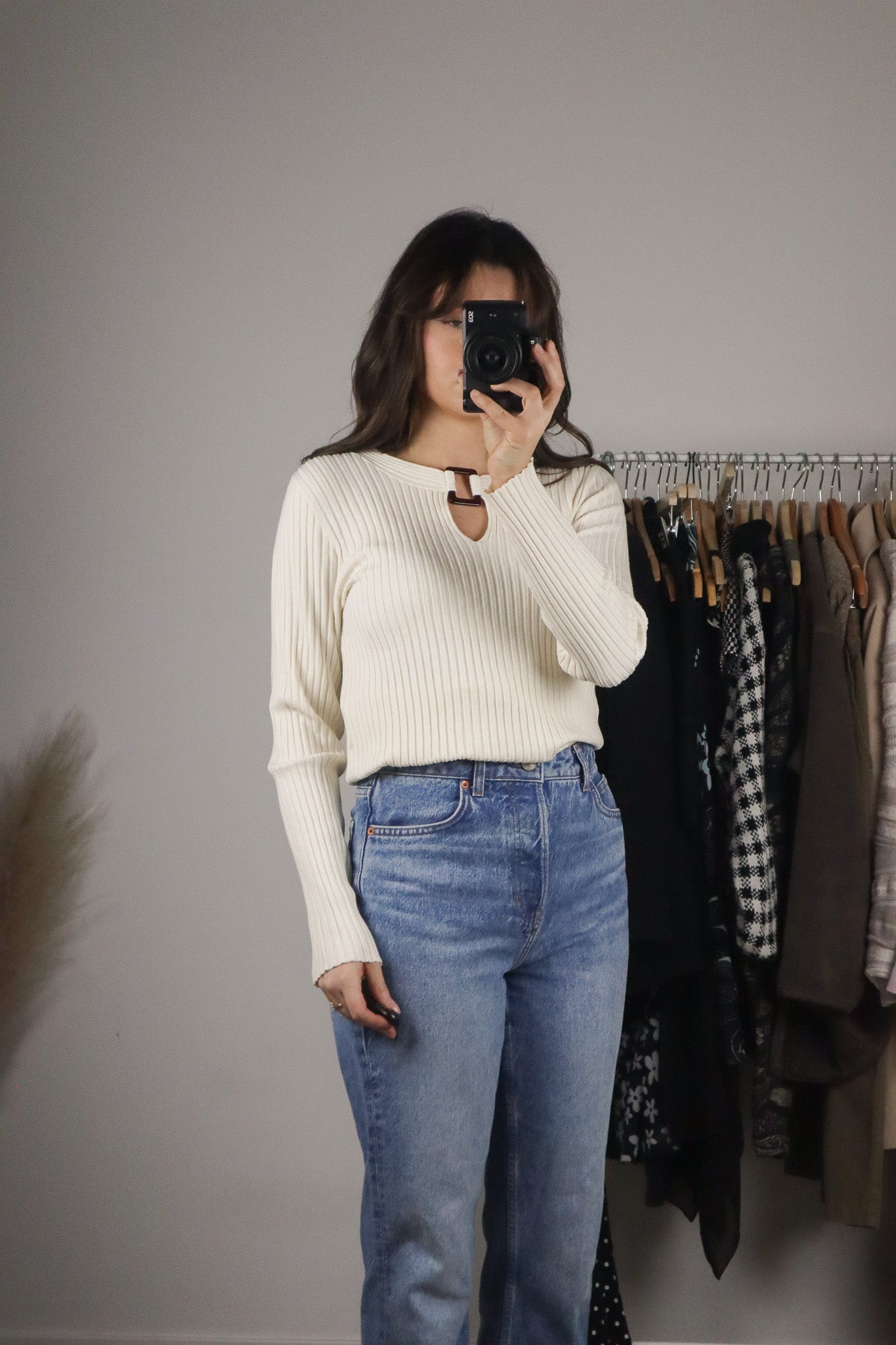 Vintage x Silk Blend Long-Sleeve Top (S/M)