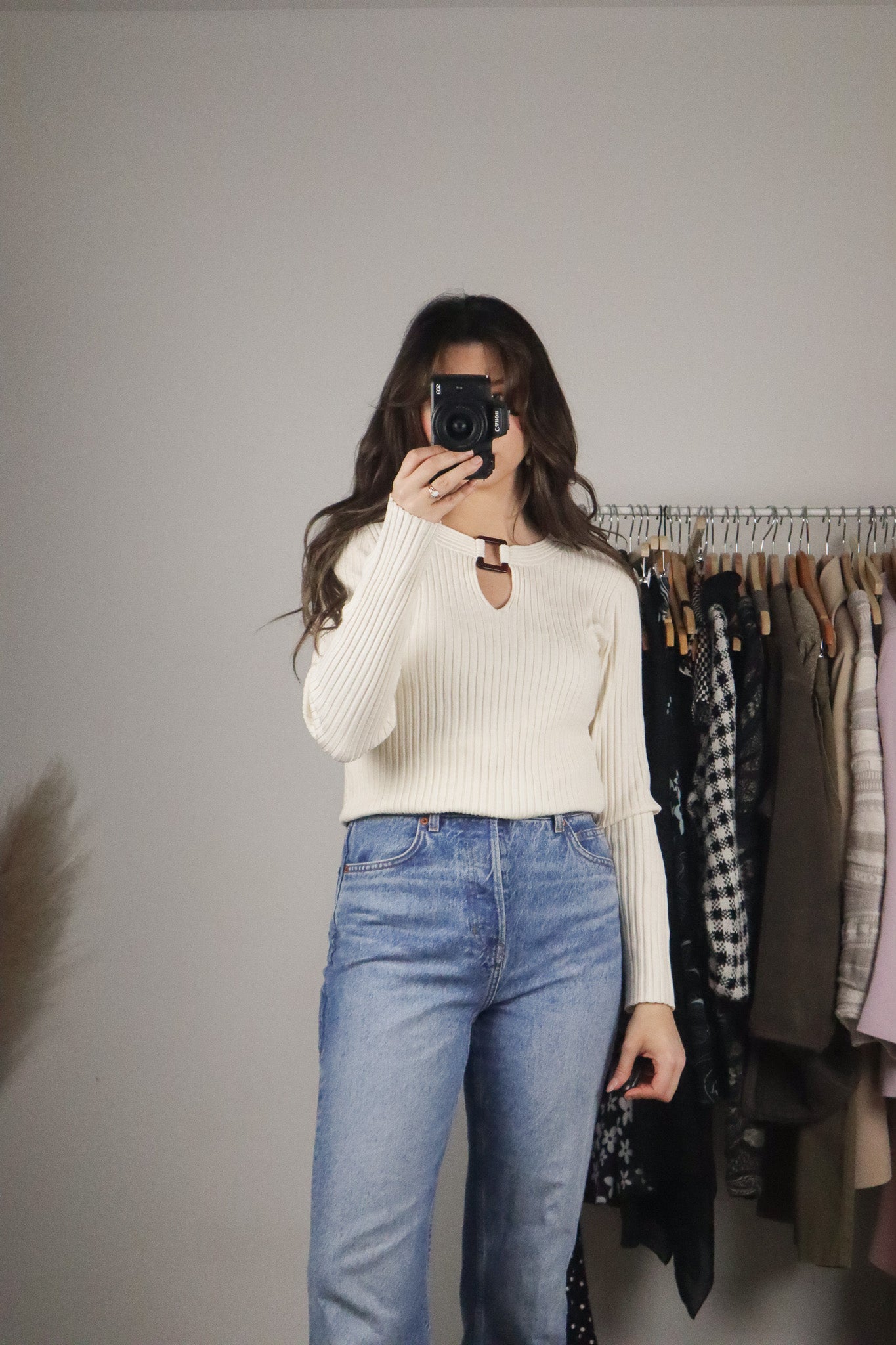 Vintage x Silk Blend Long-Sleeve Top (S/M)