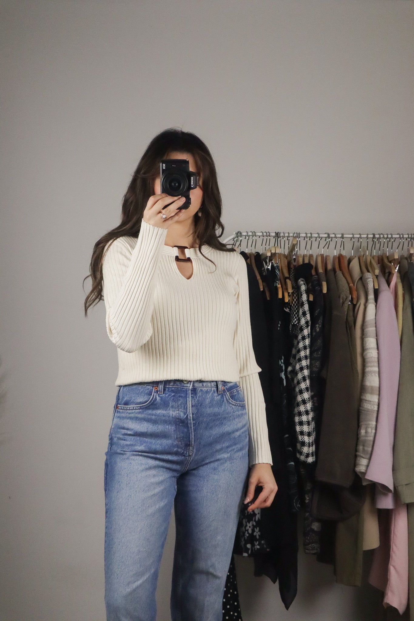 Vintage x Silk Blend Long-Sleeve Top (S/M)